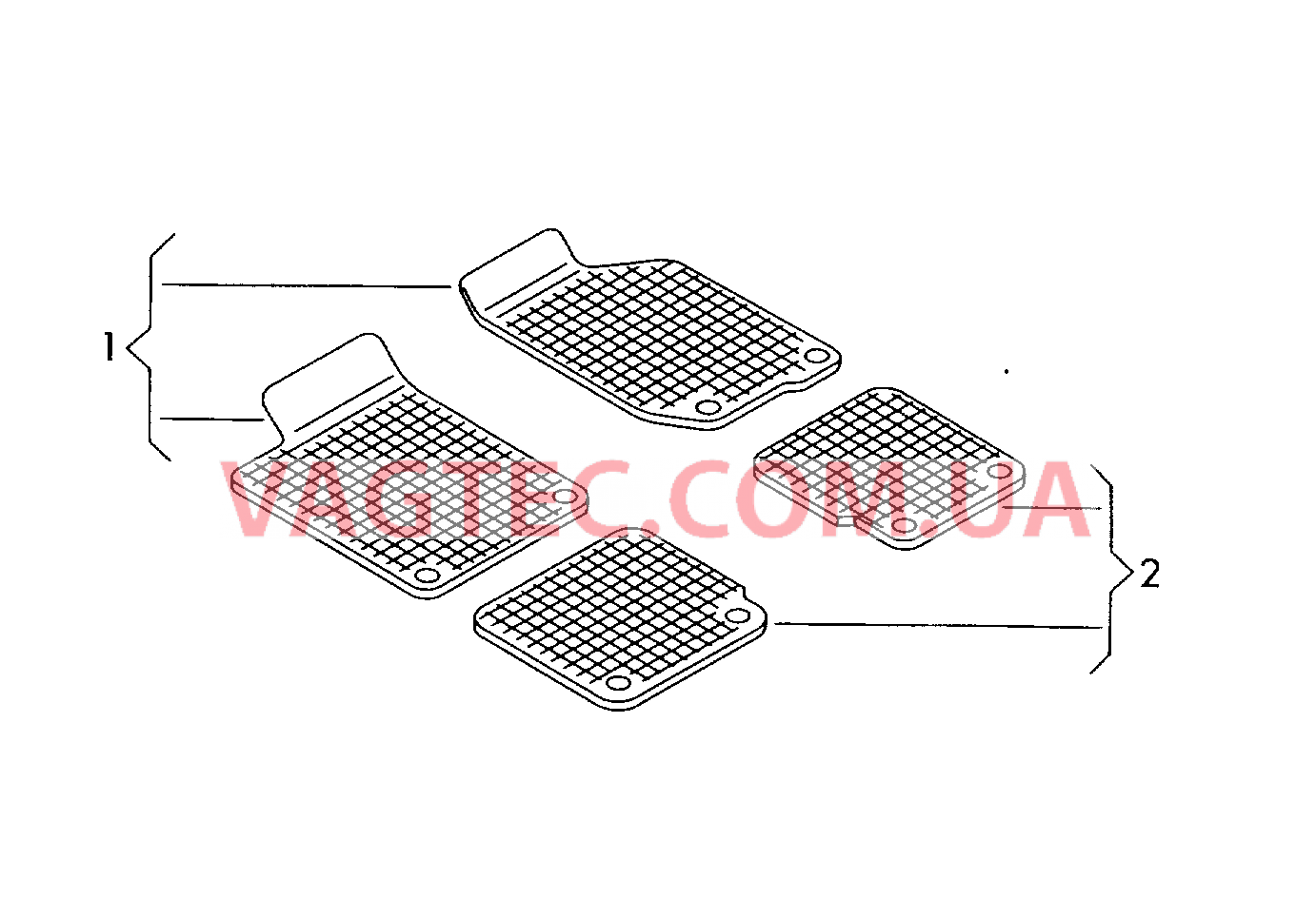 Оригинальные аксессуары 1 к-т ковриков (резиновые)   для VOLKSWAGEN Phaeton 2014