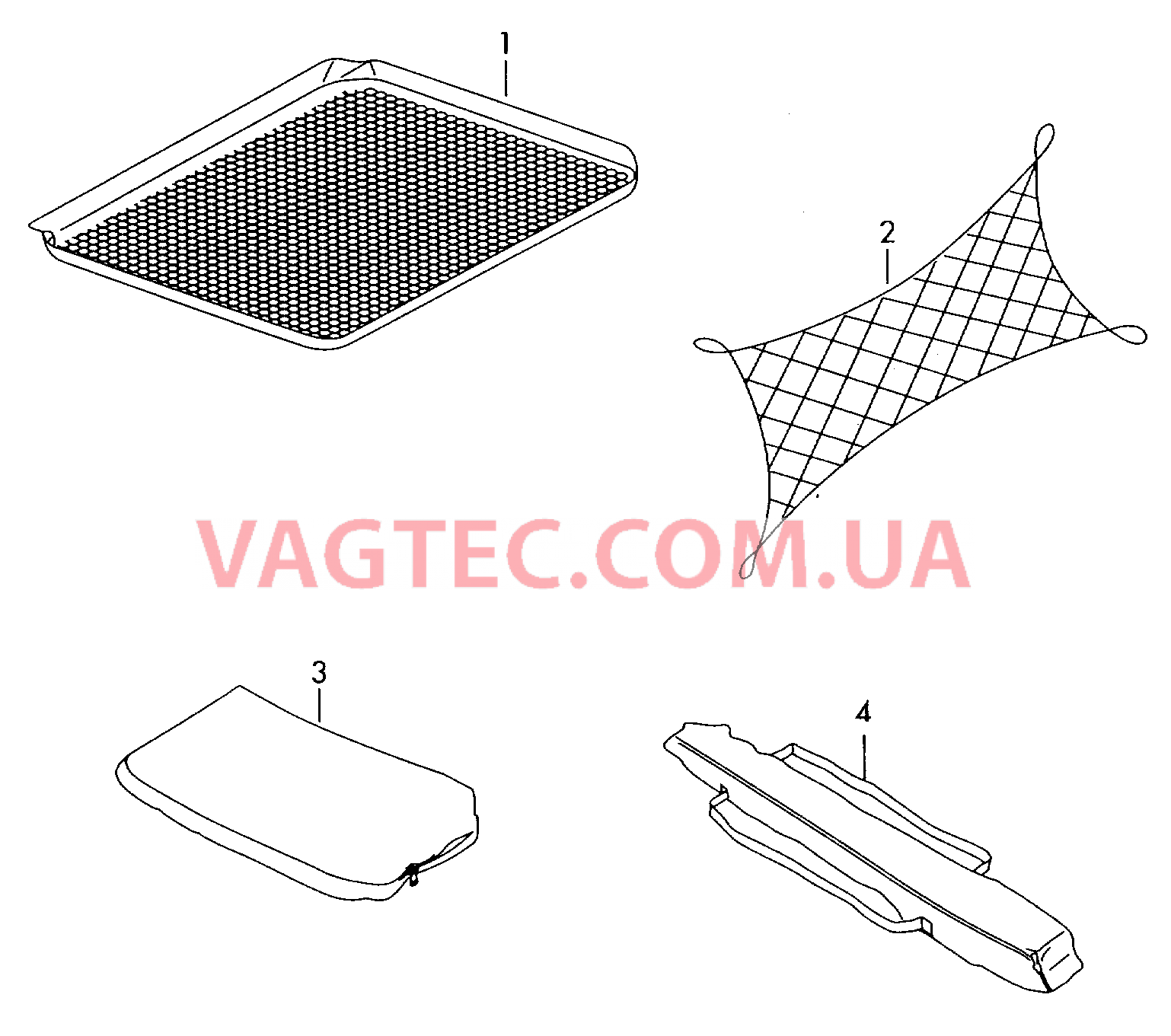 Оригинальные аксессуары Поддон для багажного отсека Перегородка-сетка   для VOLKSWAGEN Phaeton 2010