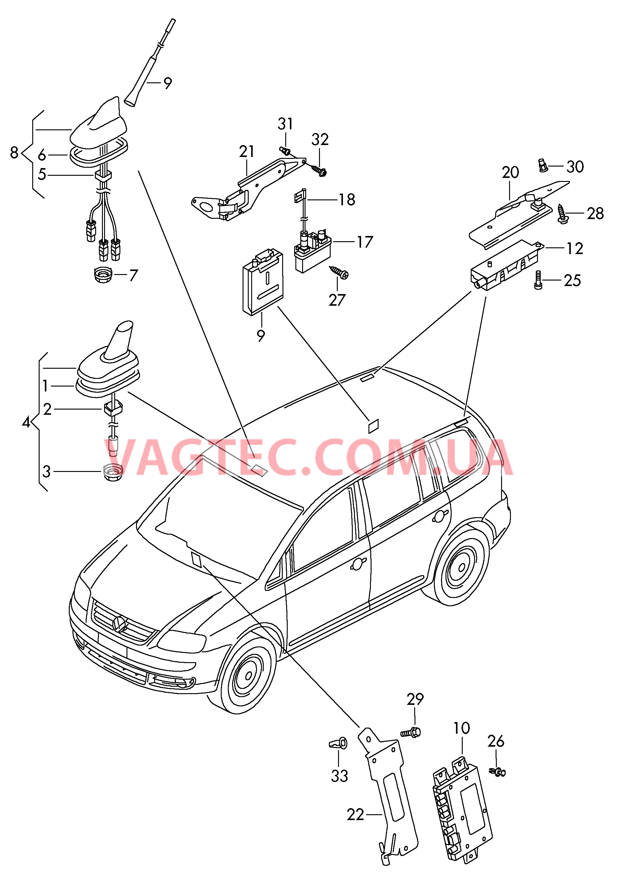 Антенна для крыши Усилитель антенны  для VOLKSWAGEN Touran 2009