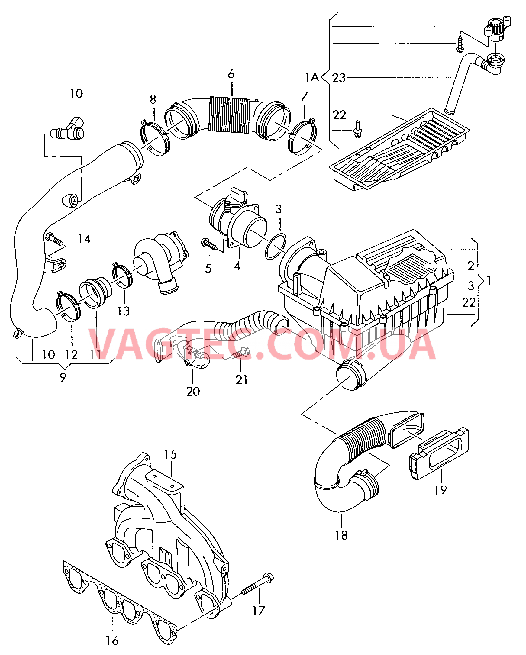 Патрубок впускного тракта Возд. фильтр с сопутств. деталями  для VOLKSWAGEN Touran 2003