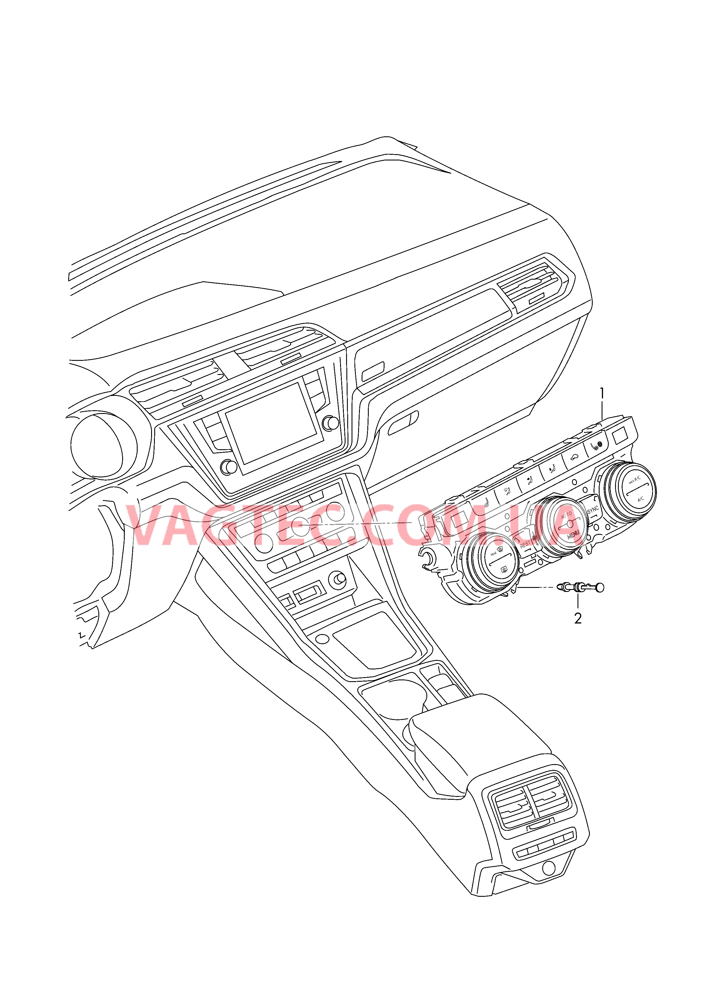 Панель управления и индикации БУ климатической установки с электронным управлением  для VOLKSWAGEN Touran 2019