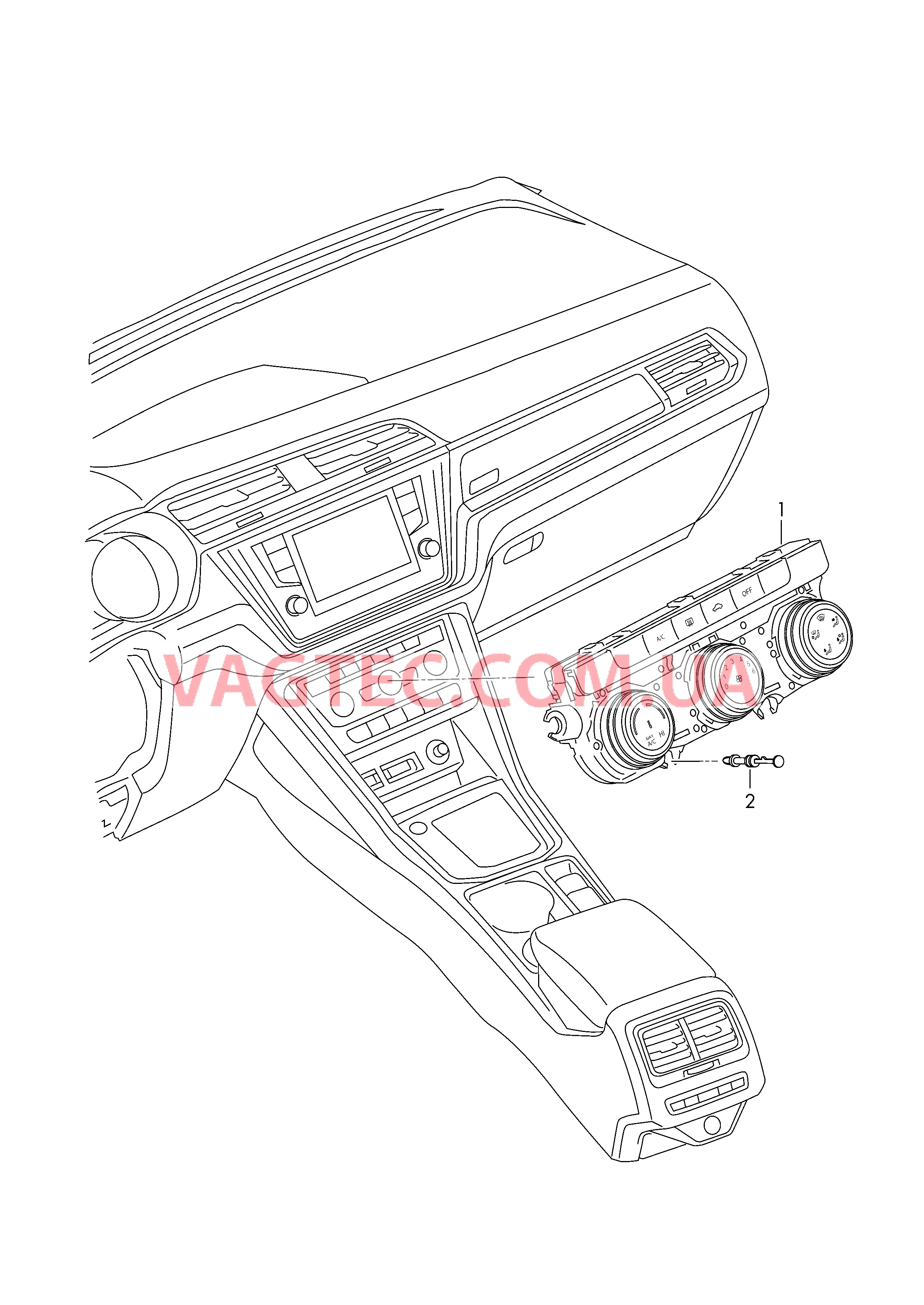 Панель управления и индикации БУ климатической установки с ручным управлением  для VOLKSWAGEN Touran 2017