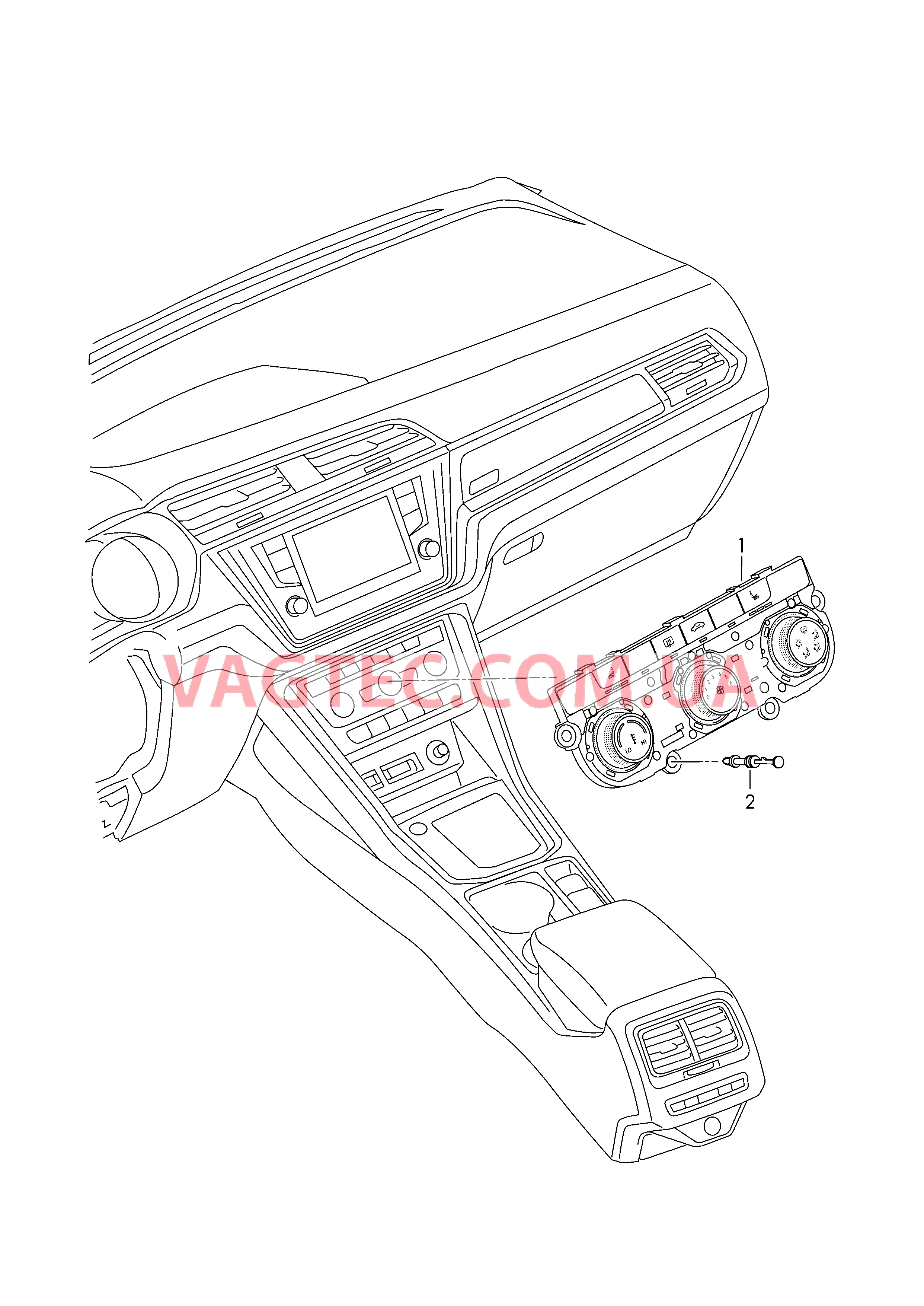 Панель управления и индикации БУ отопителя с электронным управлением  для VOLKSWAGEN Touran 2017