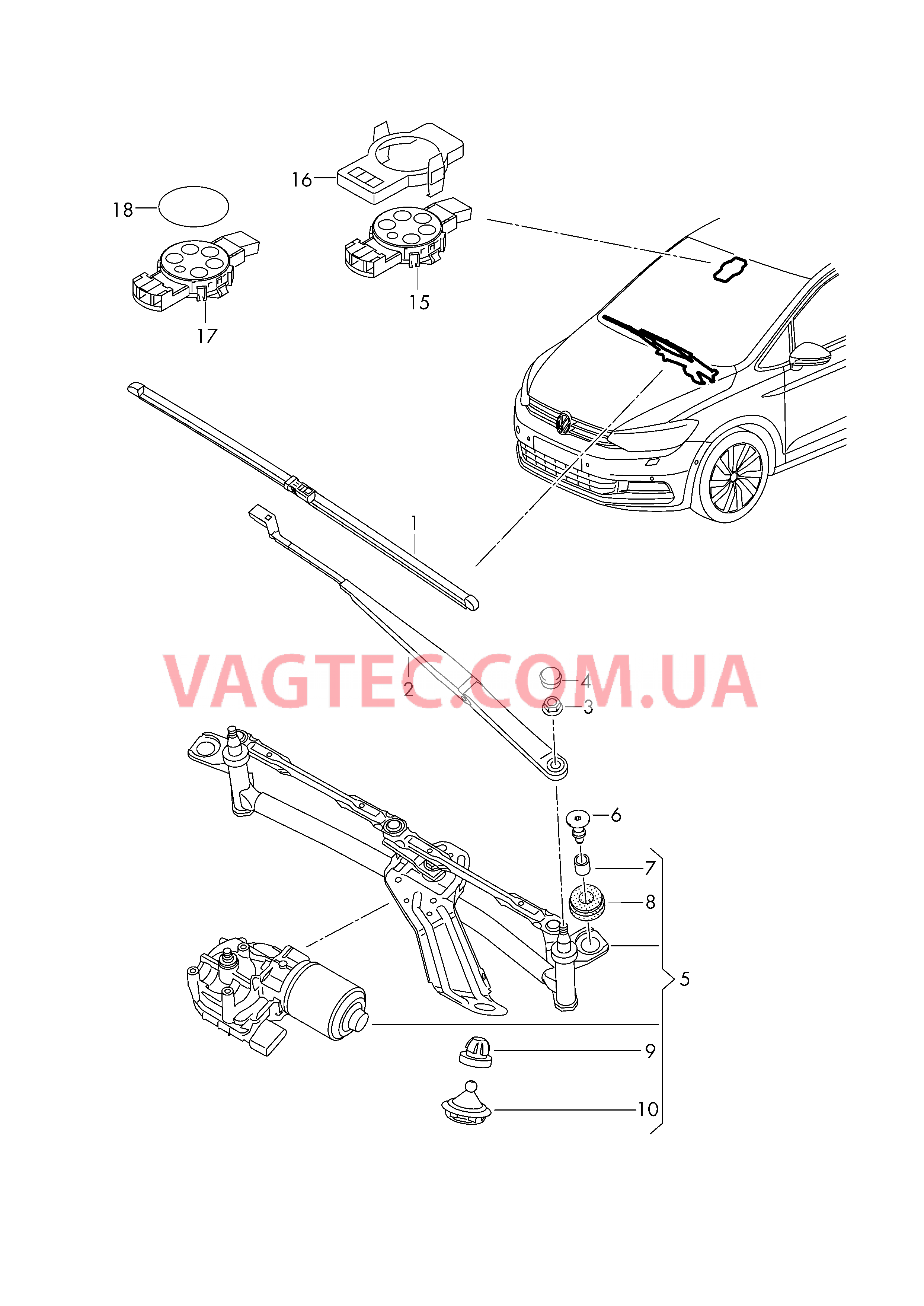 Cтеклоочиститель Крепление стеклоочистителя с электромотором  Датчик дождя  для VOLKSWAGEN Touran 2018