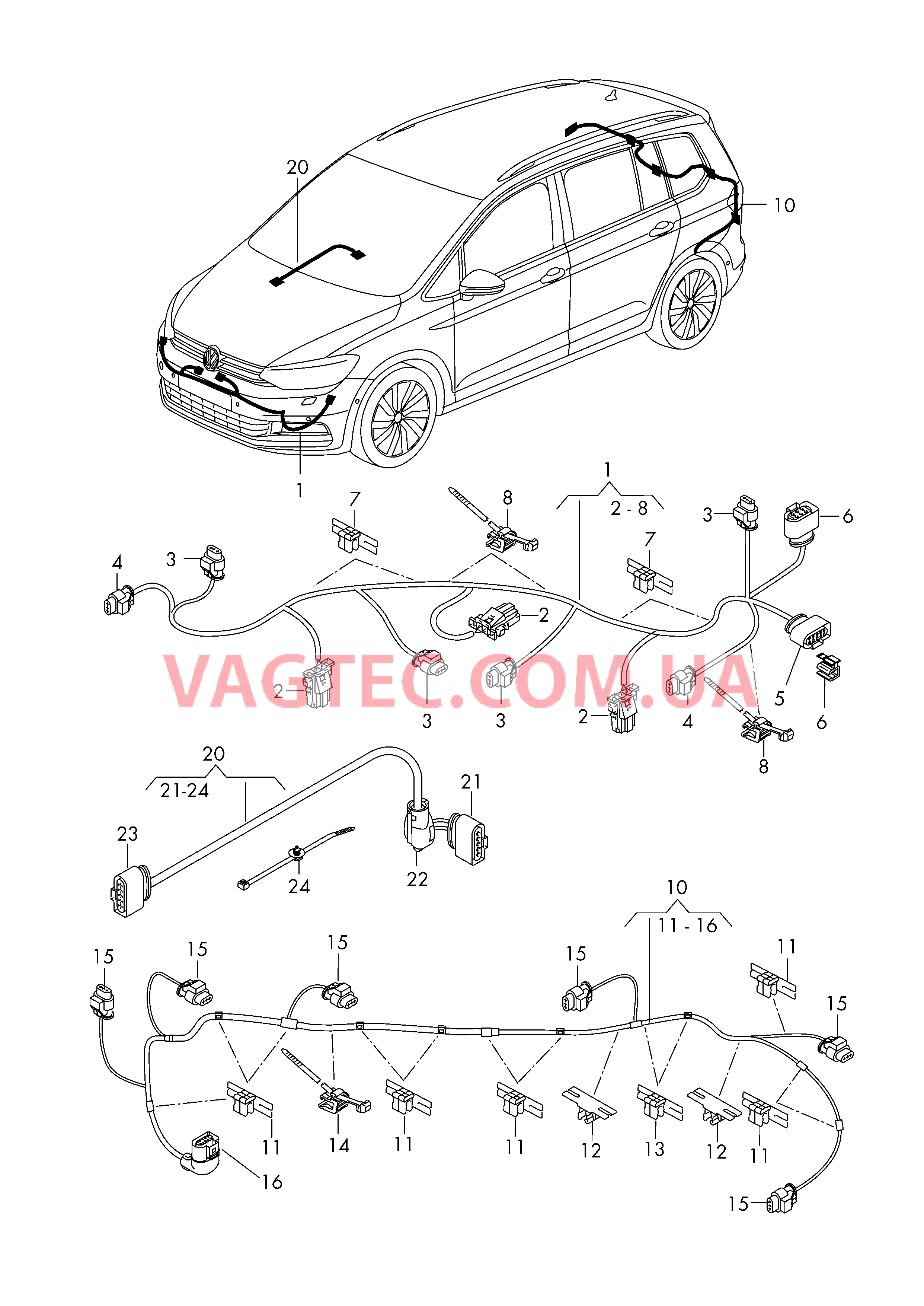 Жгут проводов для бампера Кабель-адаптер Заслонка системы выпуска ОГ  для VOLKSWAGEN Touran 2017