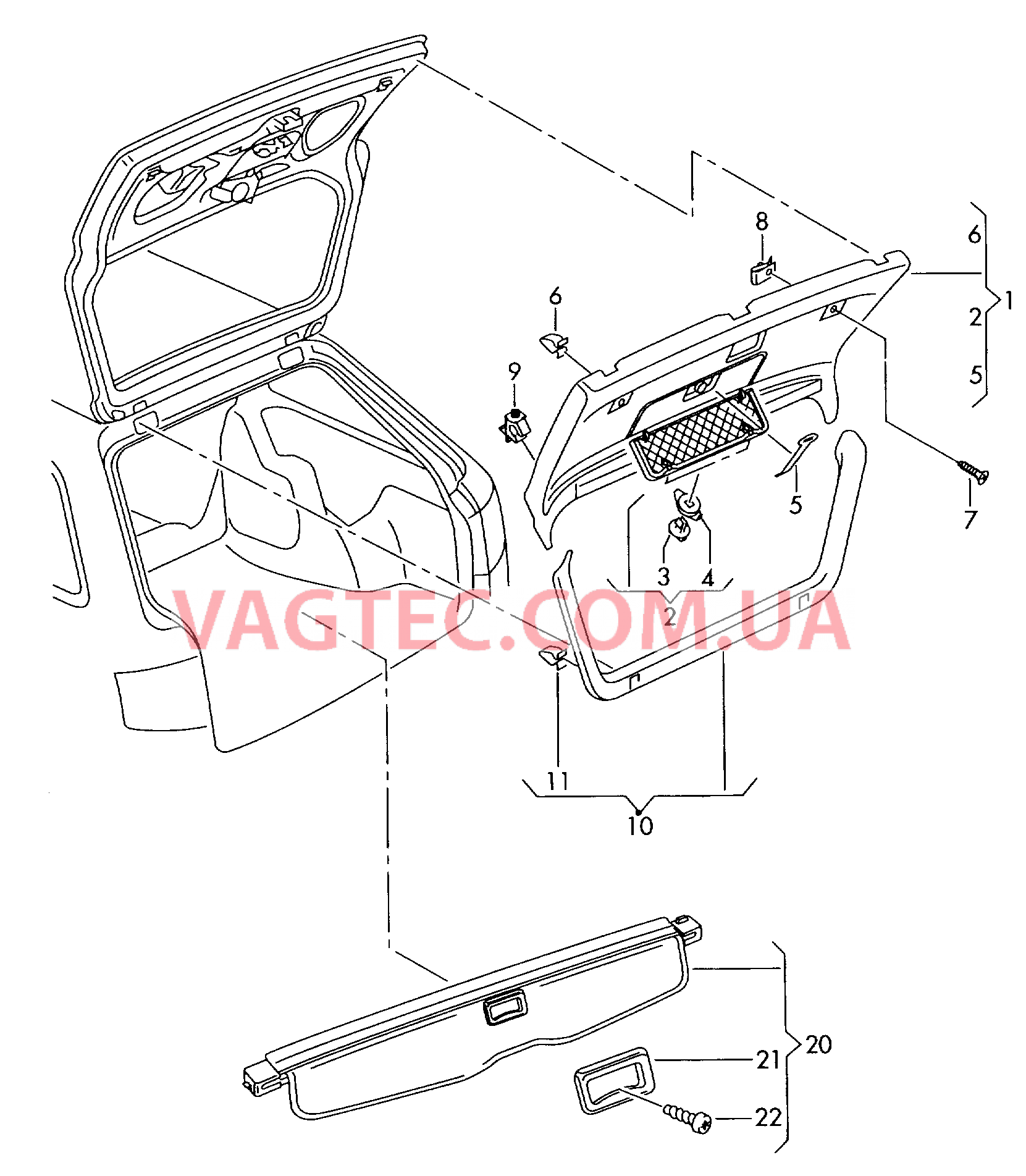 Облицовка крышки багаж. отсека Шторка багажного отсека .  для VOLKSWAGEN Touran 2003