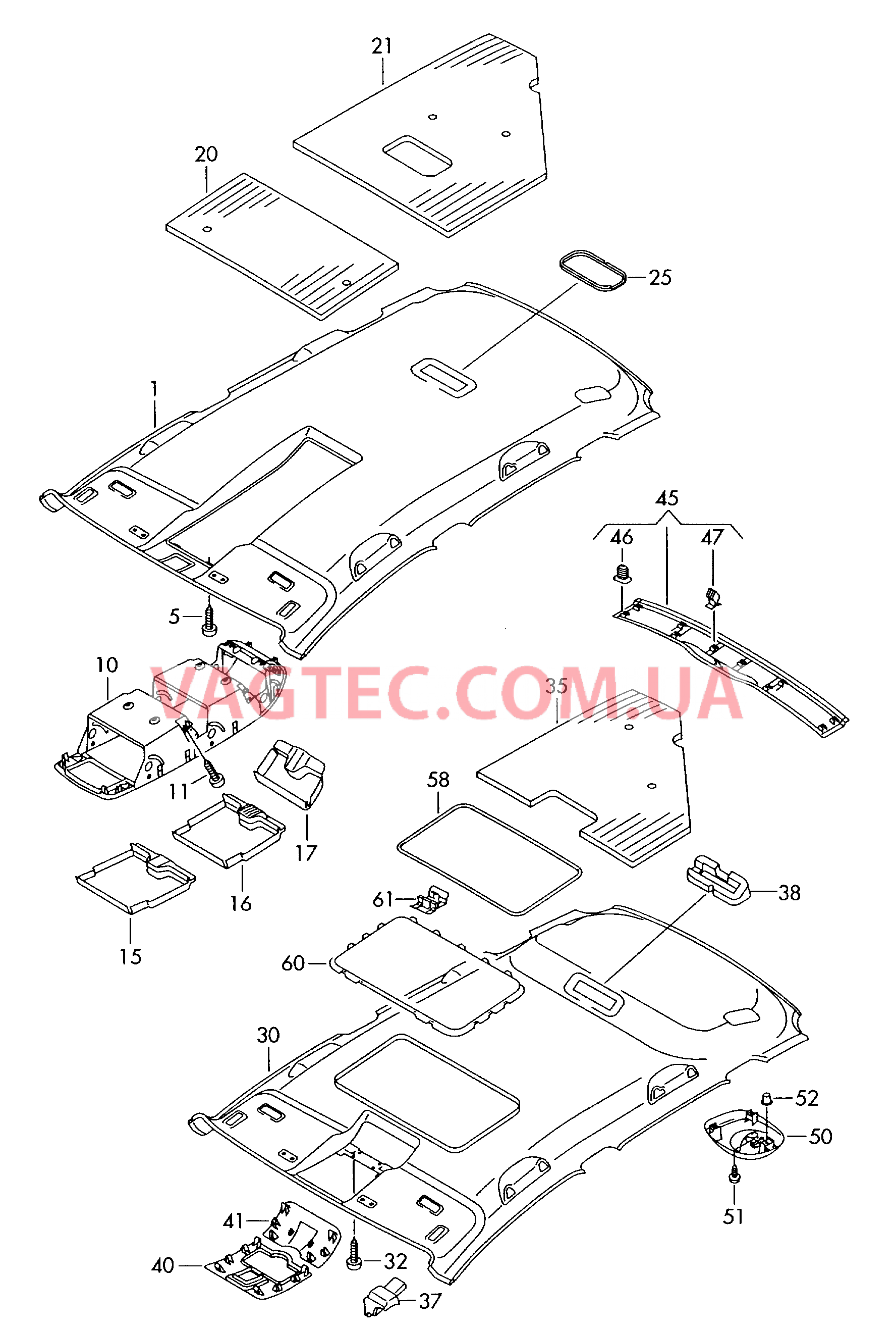 Обивка крыши  для VOLKSWAGEN Touran 2009