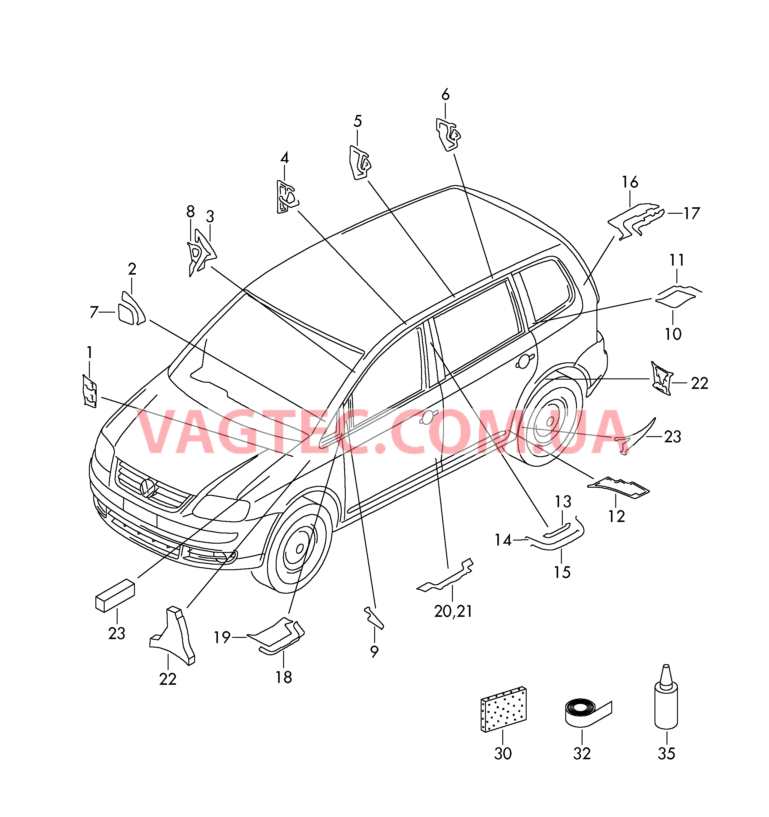 Шумоизоляция Бутиловый уплотнительный шнур  для VOLKSWAGEN Touran 2005