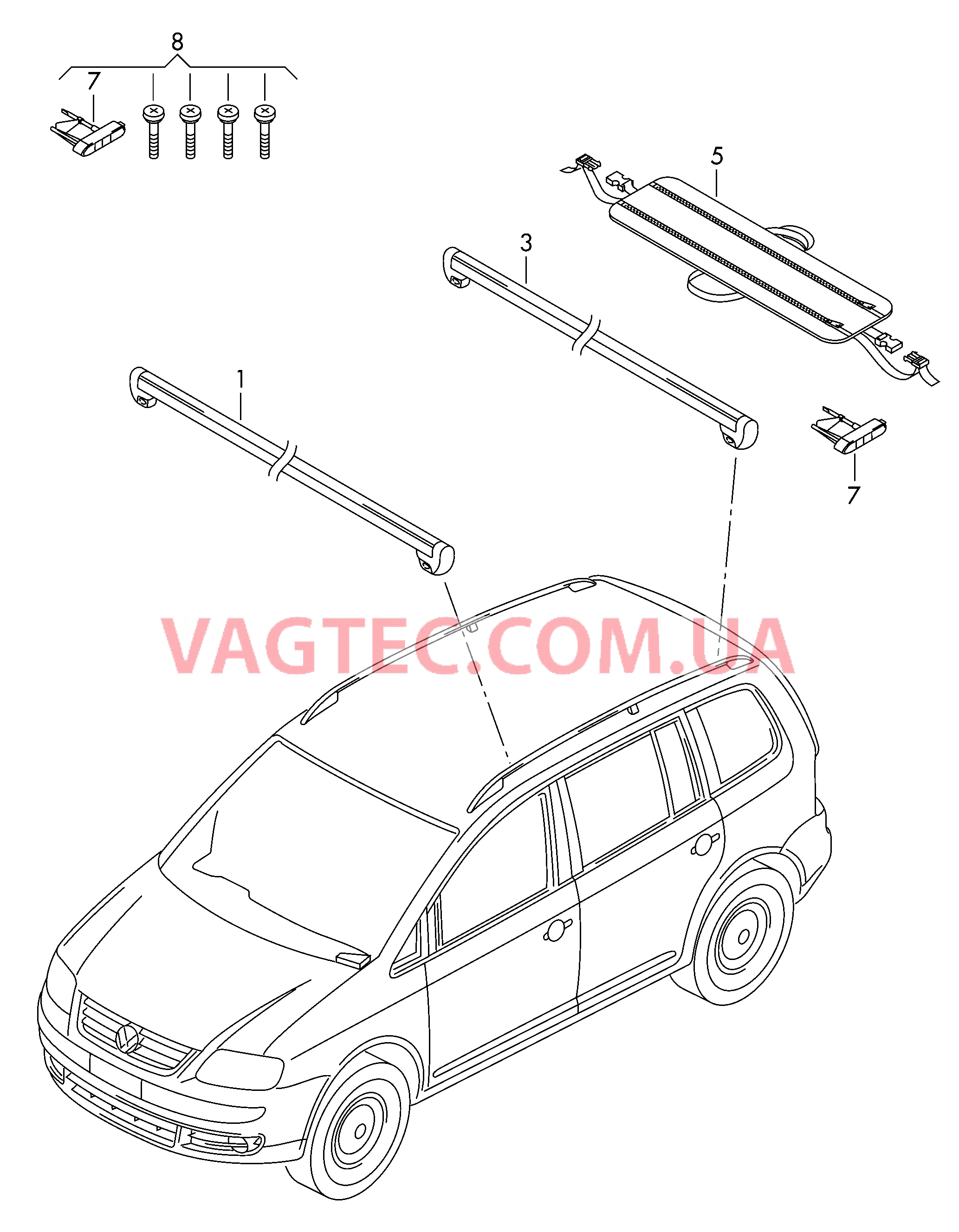 Поперечные релинги крыши  для VOLKSWAGEN Touran 2005