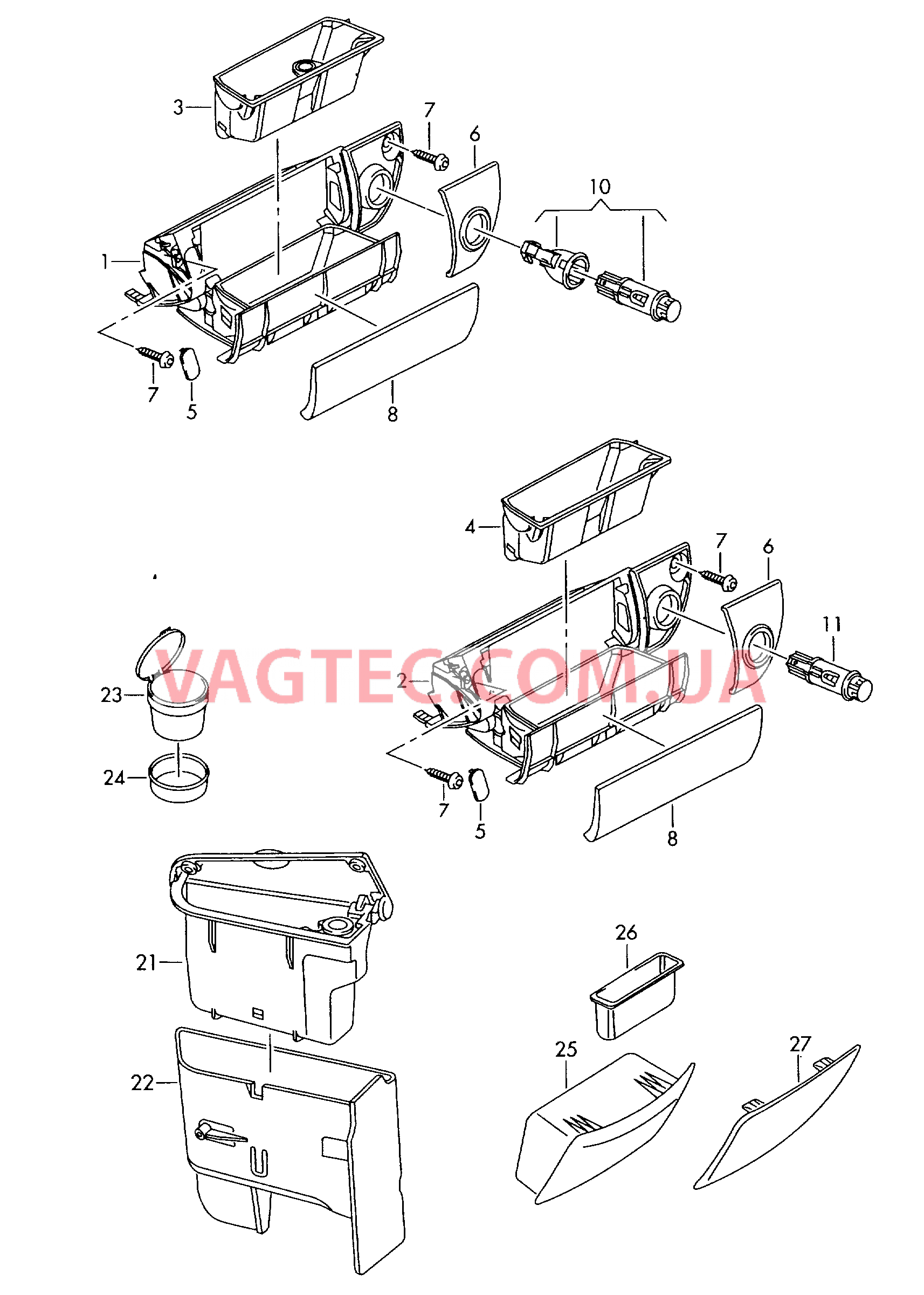 Пепельница  для VOLKSWAGEN Touran 2005