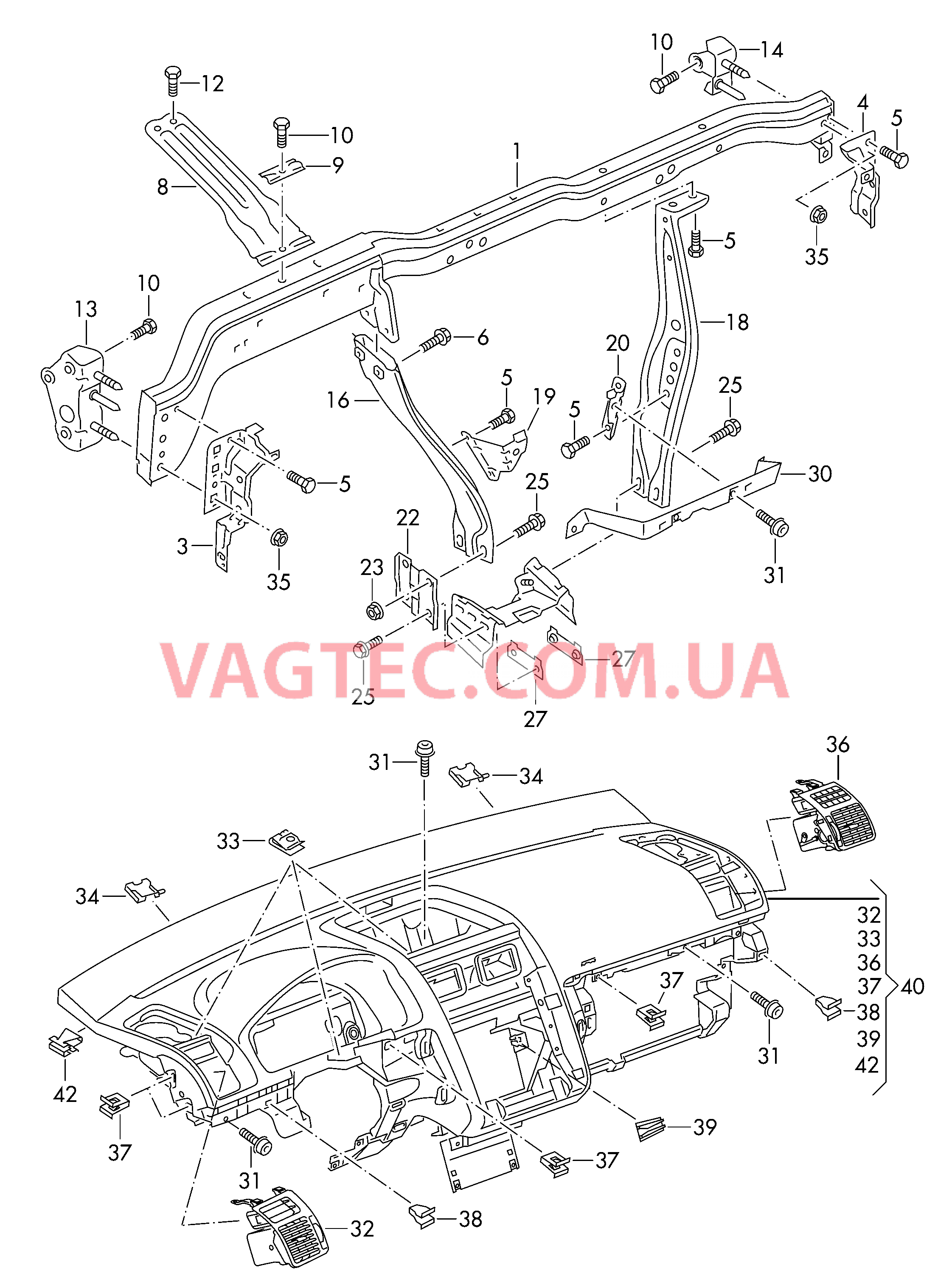 Поперечина передней панели Панель приборов   F             >> 1T-8-080 000* для VOLKSWAGEN Touran 2008