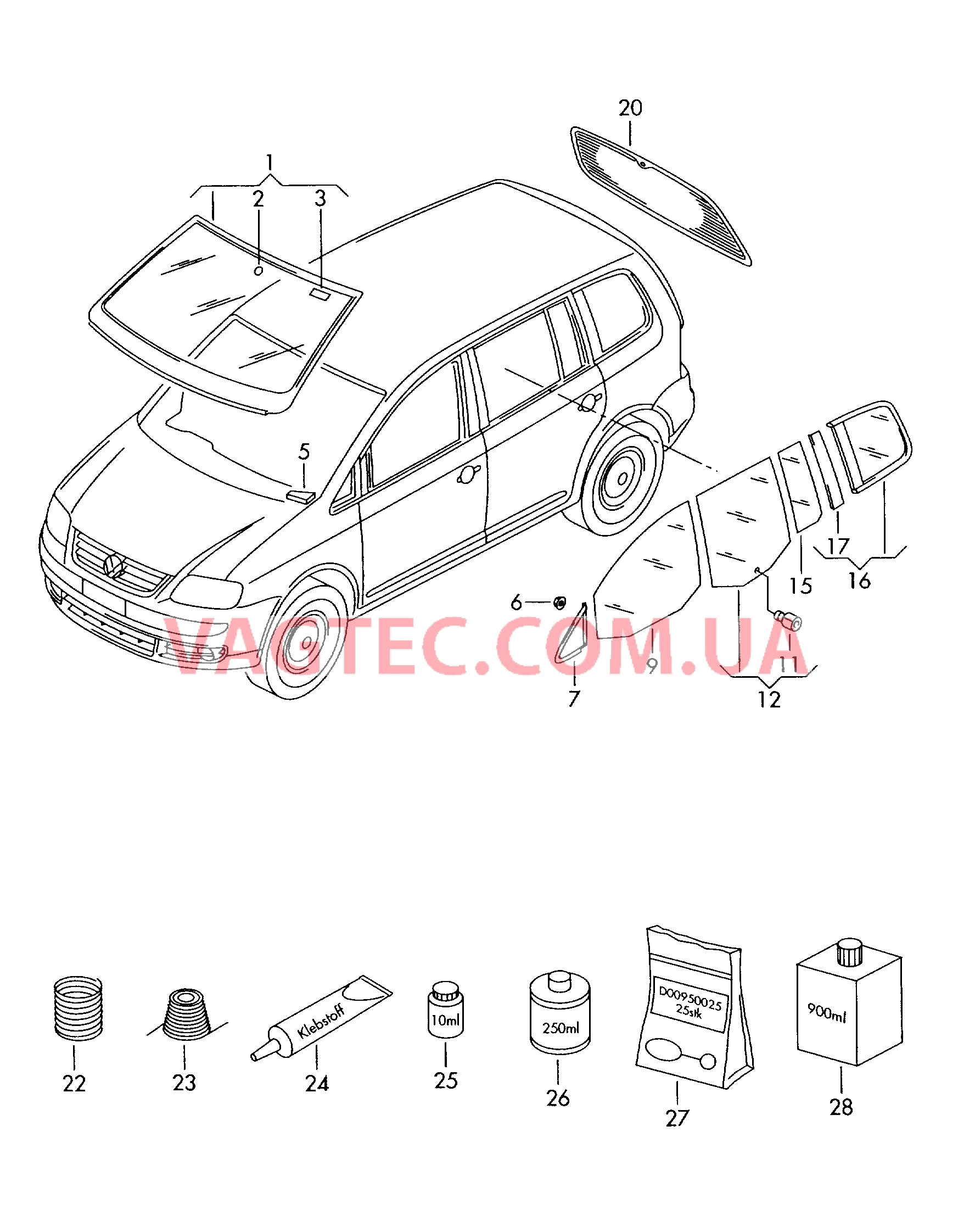 Стёкла  для VOLKSWAGEN Touran 2010