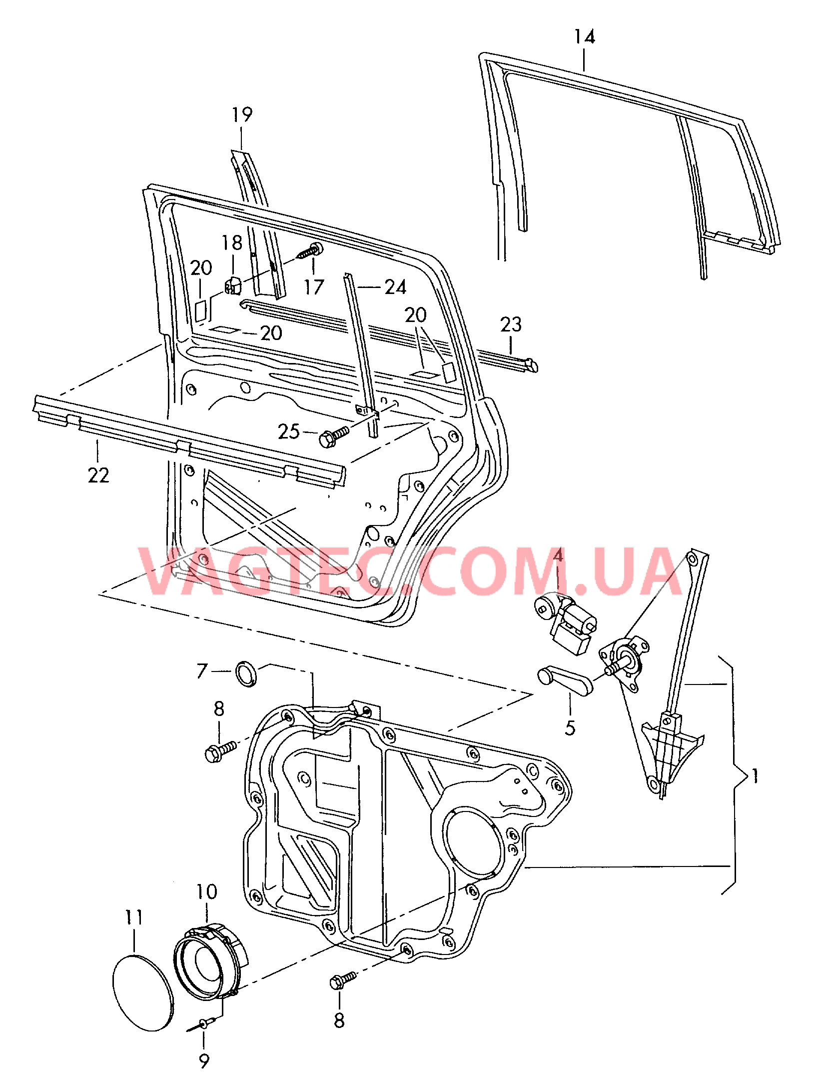 Cтеклоподъемник направляющая стекла Уплотнитель двери  для VOLKSWAGEN Touran 2004