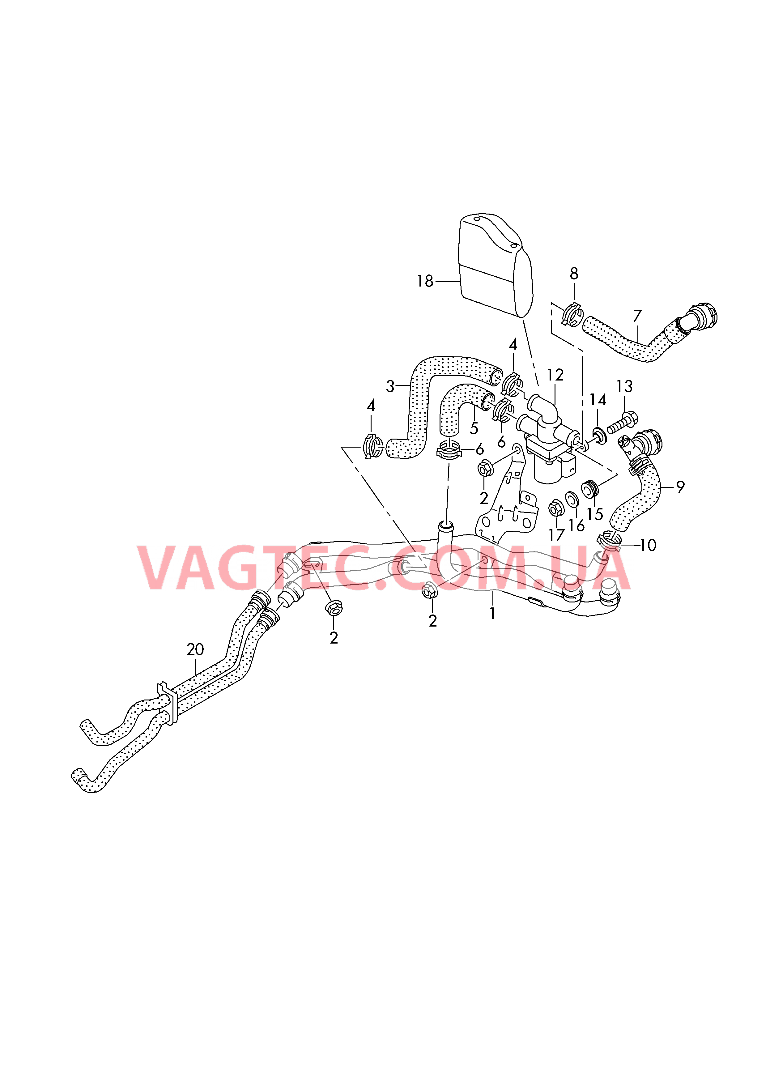Трубопровод системы охлаждения для а/м с автономным отопителем  для VOLKSWAGEN Touran 2018