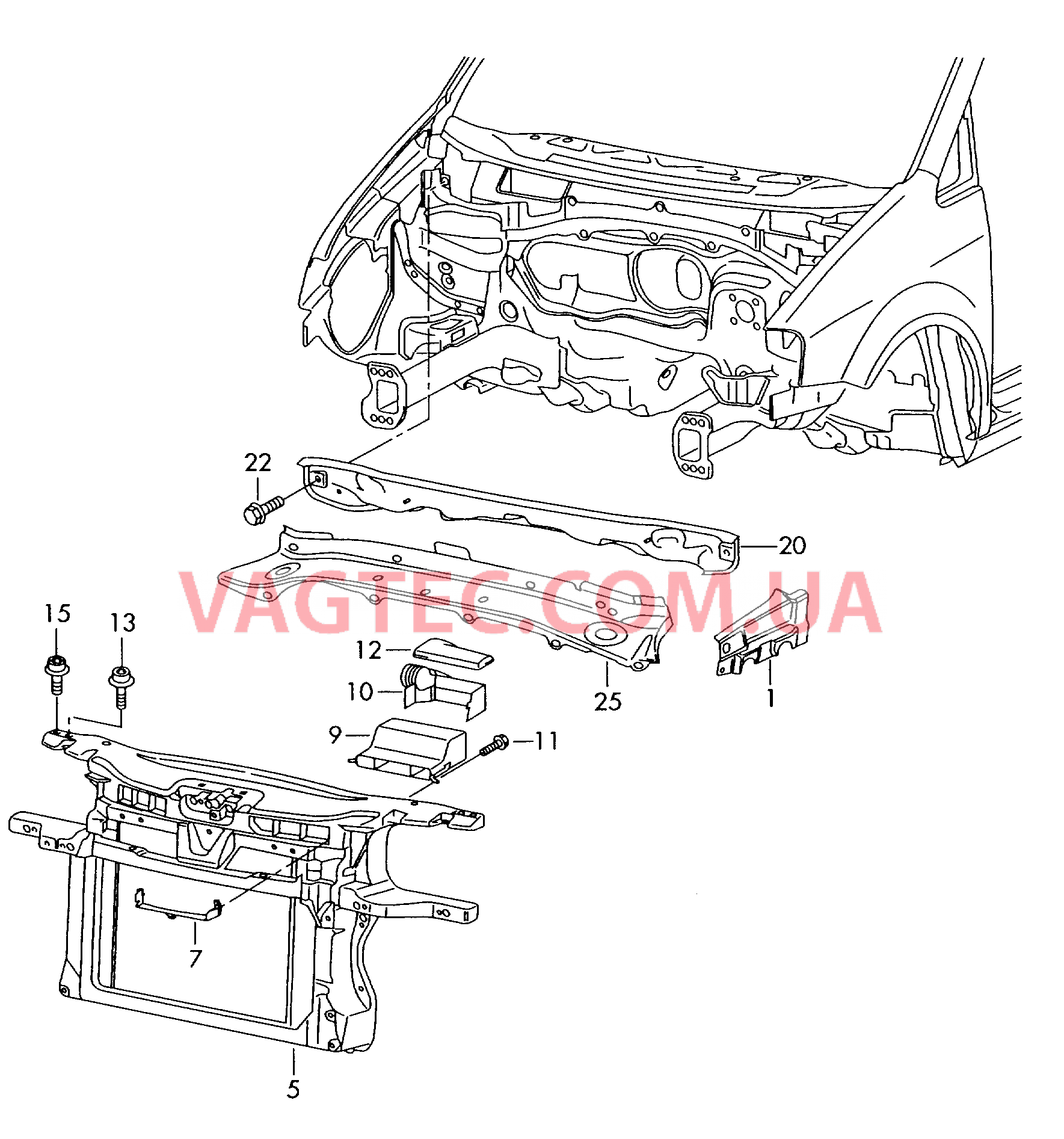 Передняя часть кузова  для VOLKSWAGEN Touran 2006