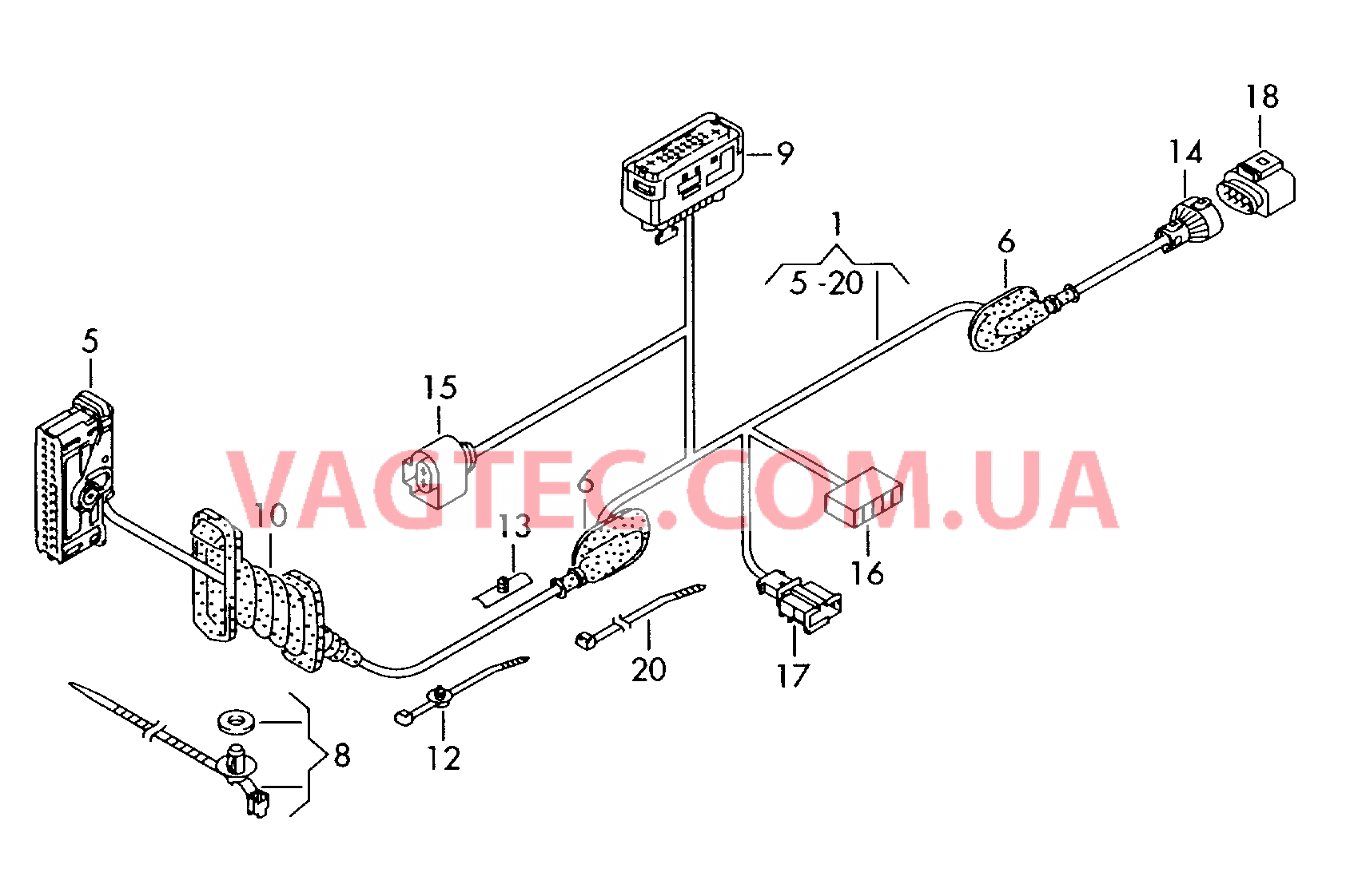 Жгут проводов двери  для VOLKSWAGEN Touran 2004