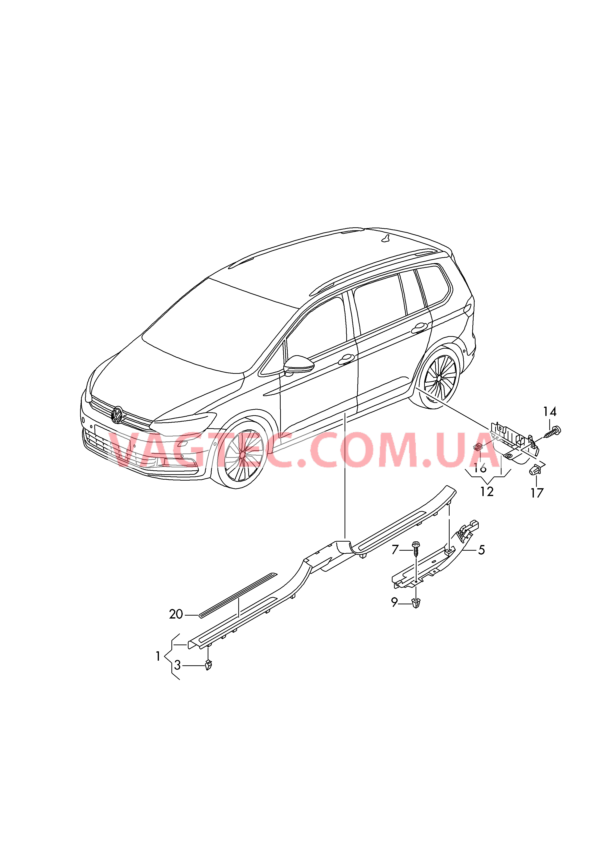 Накладка порога  для VOLKSWAGEN Touran 2017