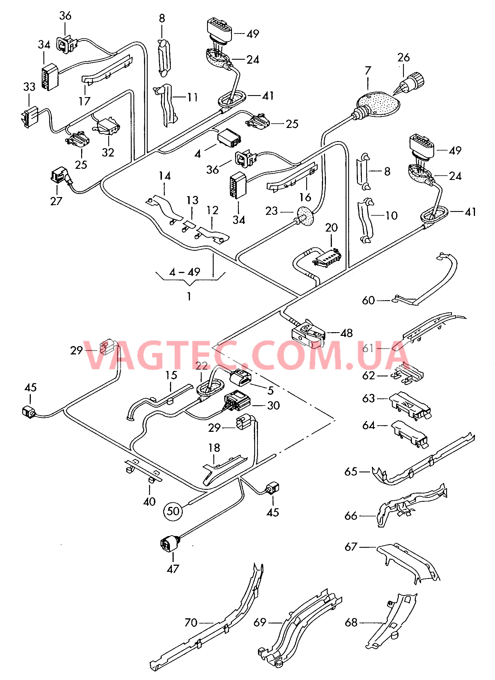 Центральный жгут Детали не в сборе                       Область: Cтойка B Задний фонарь  для VOLKSWAGEN Touran 2013