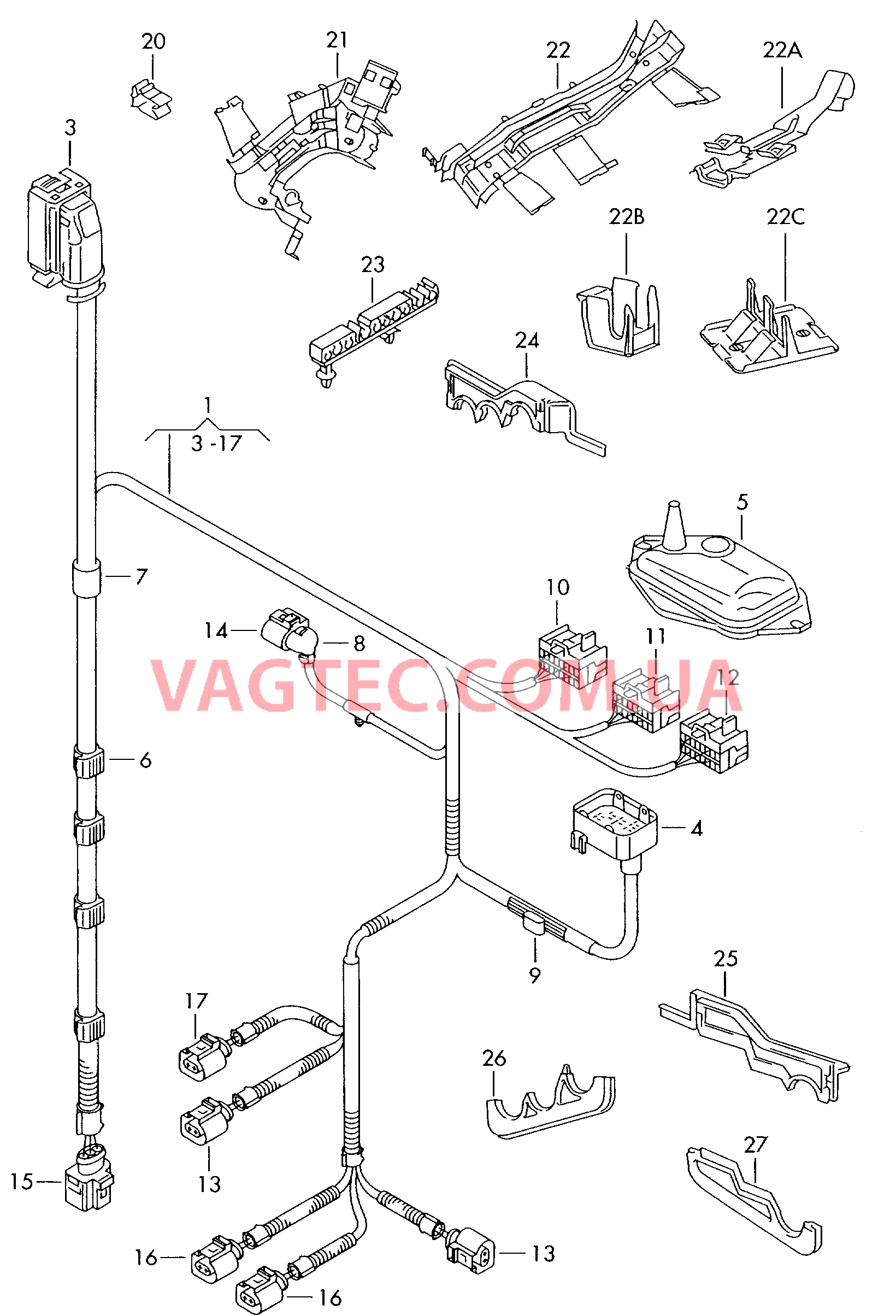 Жгут проводов для моторн. отс.  для VOLKSWAGEN Touran 2005