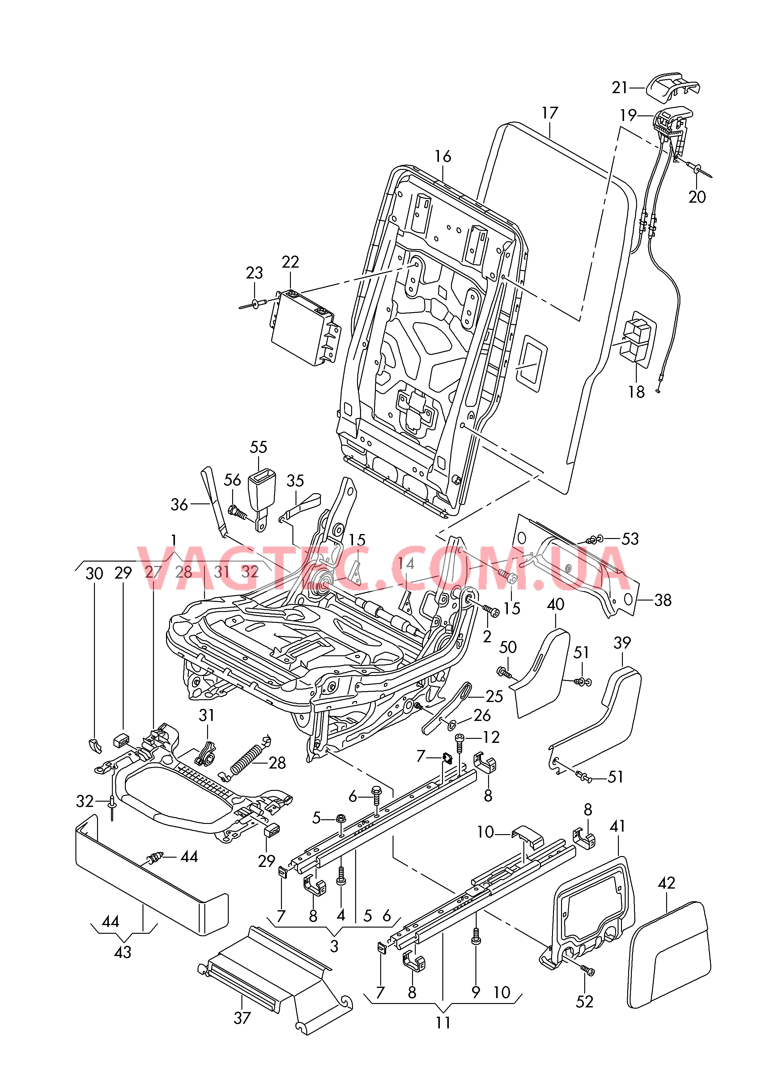 Каркас сиденья и спинки Разблокировка спинки Облицовки  для VOLKSWAGEN Touran 2017
