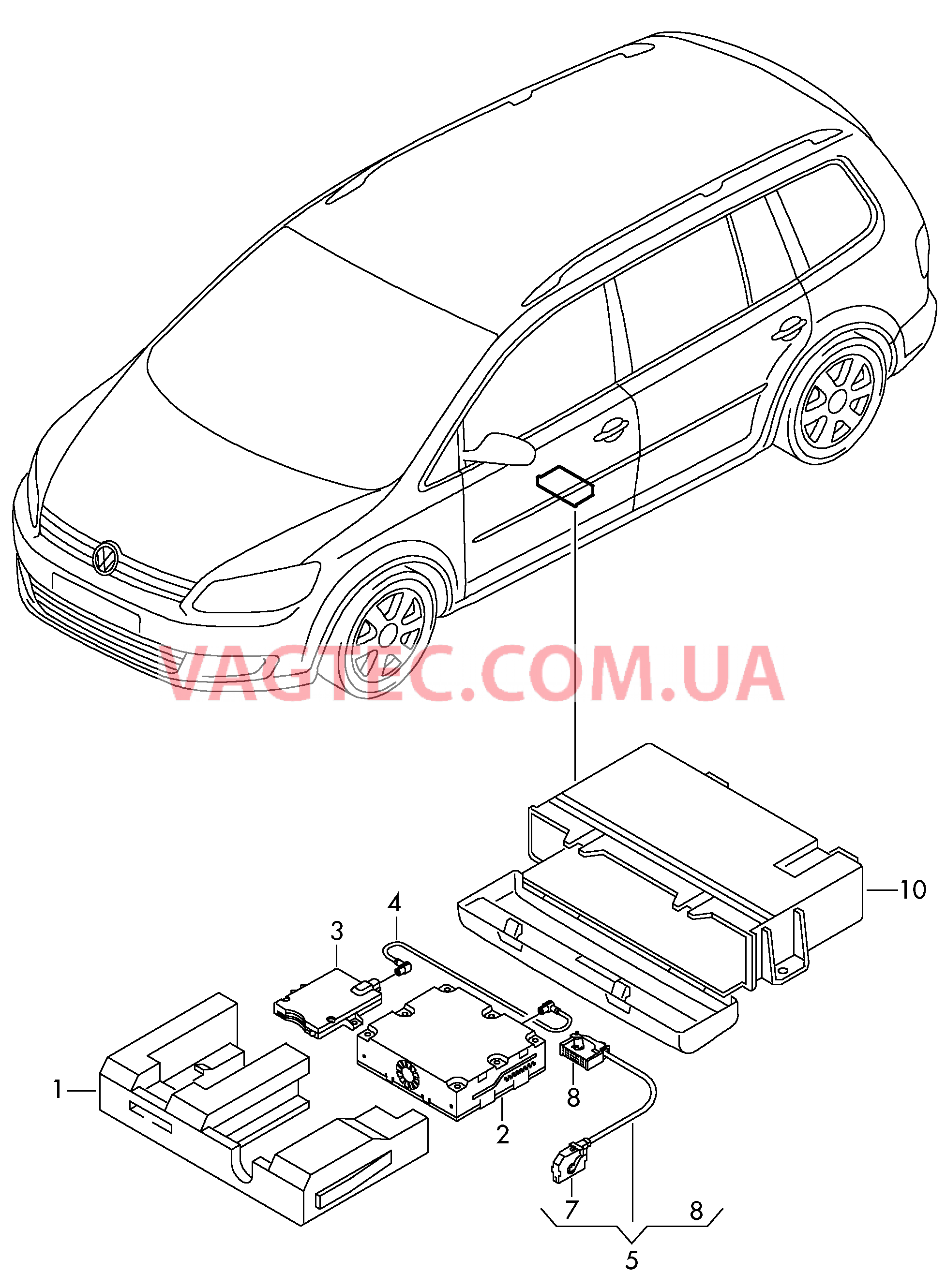 Электродетали для аналогового/ цифрового ТВ-тюнера  для VOLKSWAGEN Touran 2007