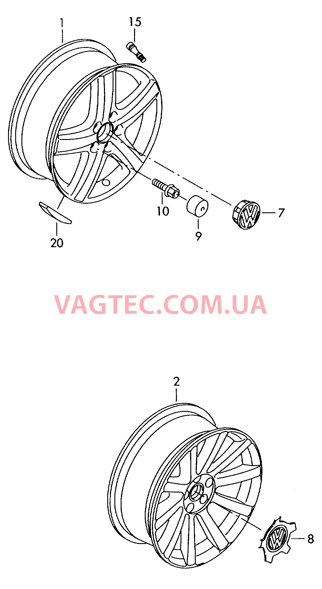 Алюминиевый диск Колпак колеса  для VOLKSWAGEN Touran 2007