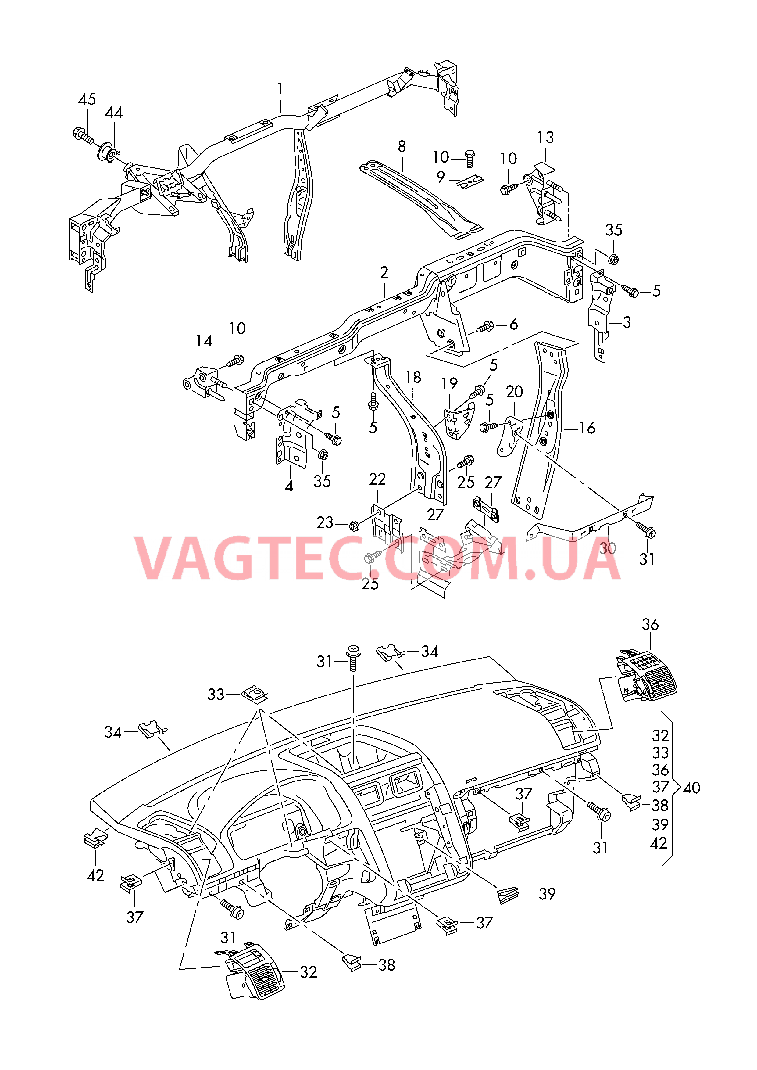 Поперечина передней панели Панель приборов  для VOLKSWAGEN Touran 2009