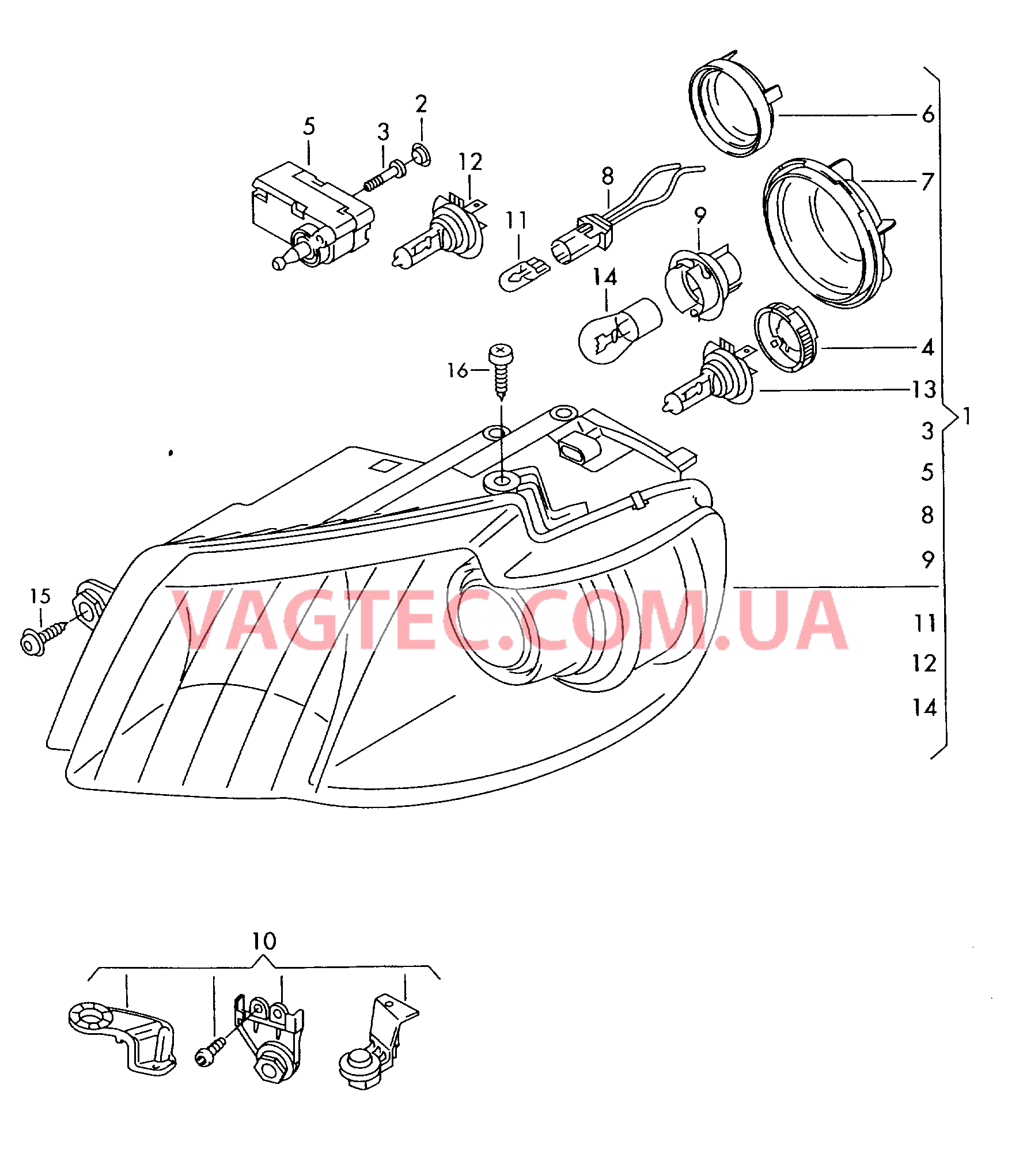 Двойная галогенная фара  для VOLKSWAGEN Touran 2008