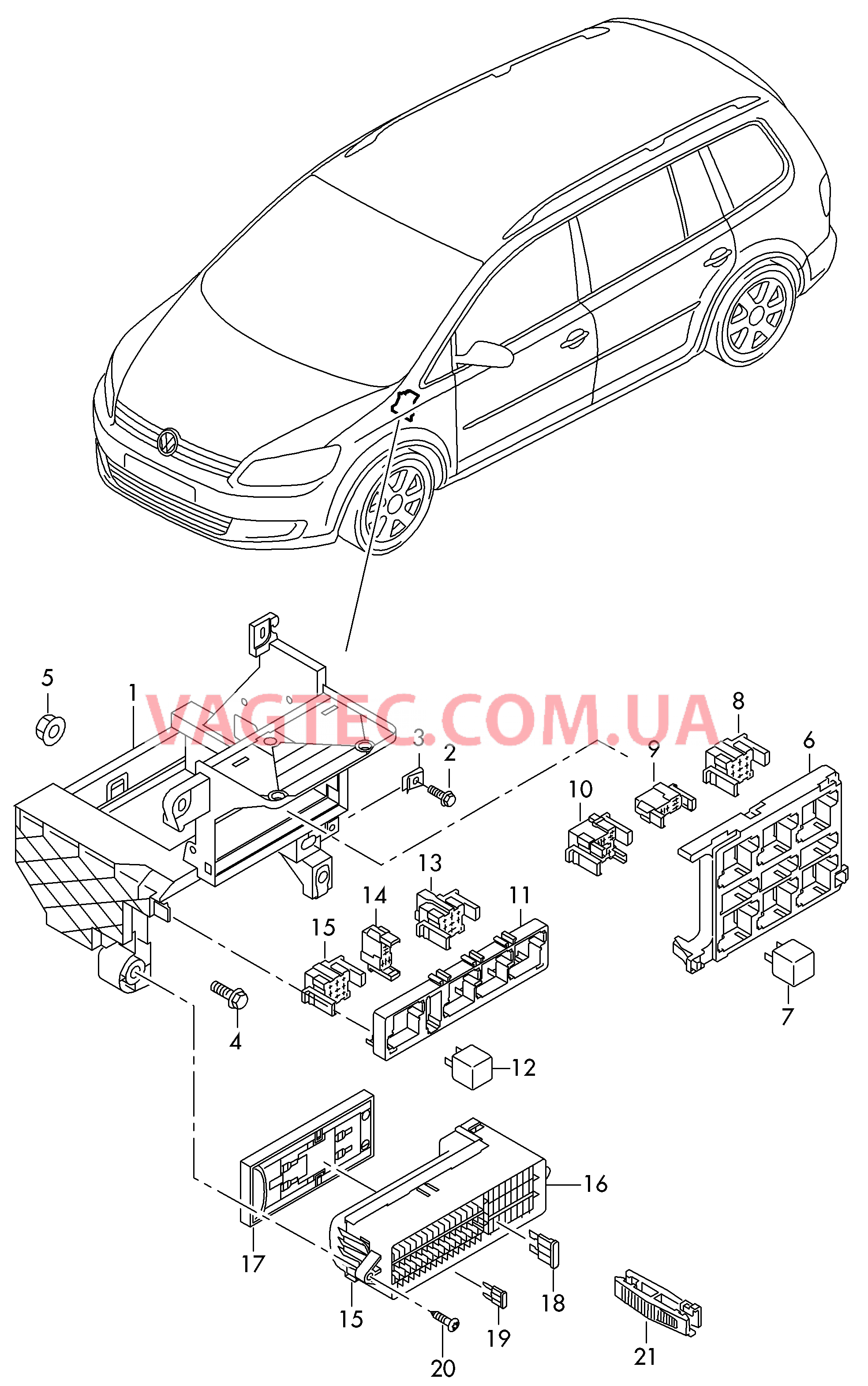 Колодка реле и реле Гнездо для предохранителя  для VOLKSWAGEN Touran 2014