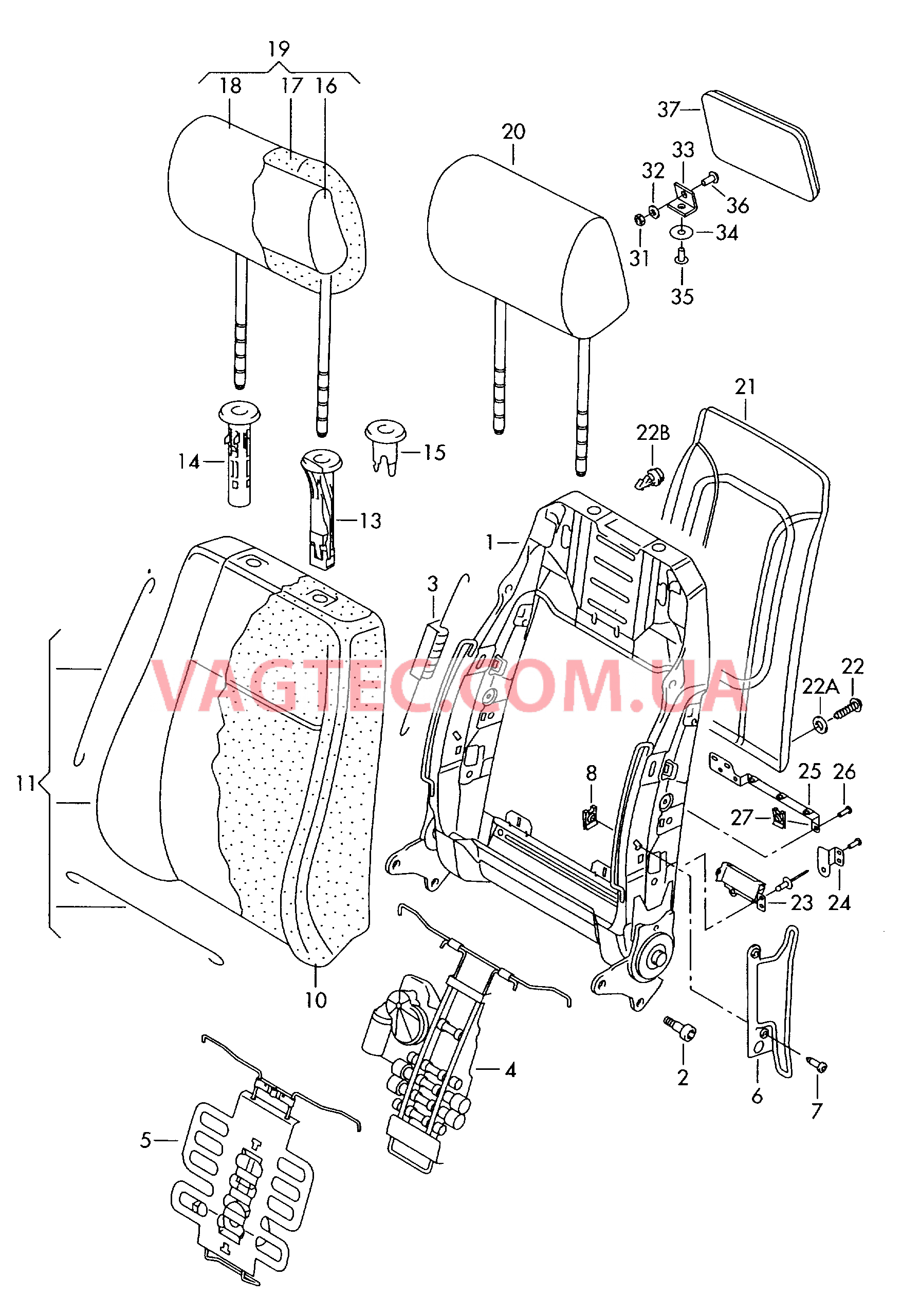 Cпинка Подголовник  для VOLKSWAGEN Phaeton 2004