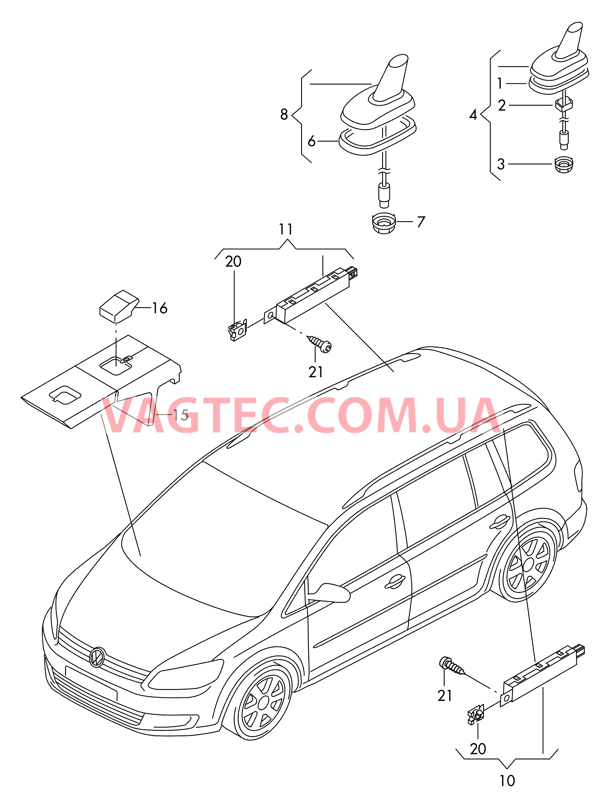 Антенна для крыши Усилитель антенны  для VOLKSWAGEN Touran 2011