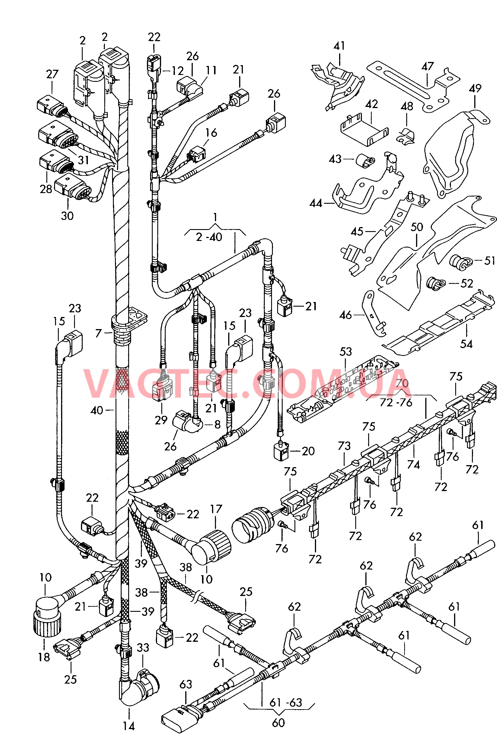 Жгут проводов для двигателя Жгут проводов для соединителя свечей накаливания  Кабель-адаптер Форсунка  для VOLKSWAGEN Phaeton 2002