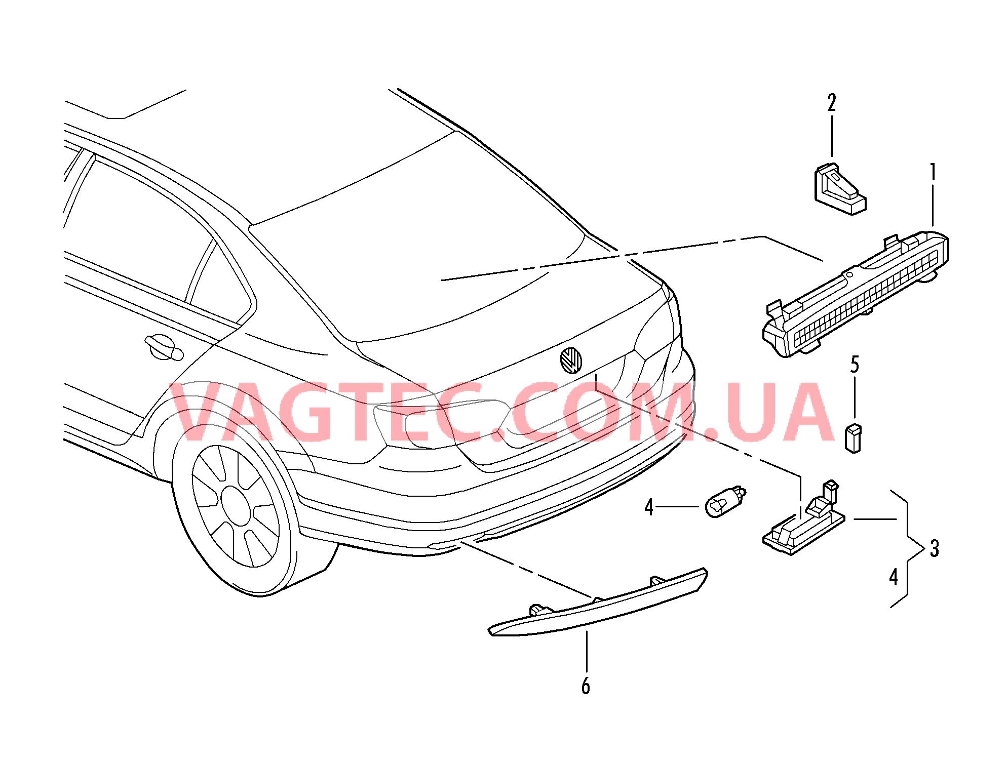 Верхний стоп-сигнал Плафон освещ. номерного знака Cветовозвращатель  для VOLKSWAGEN Jetta 2013-1