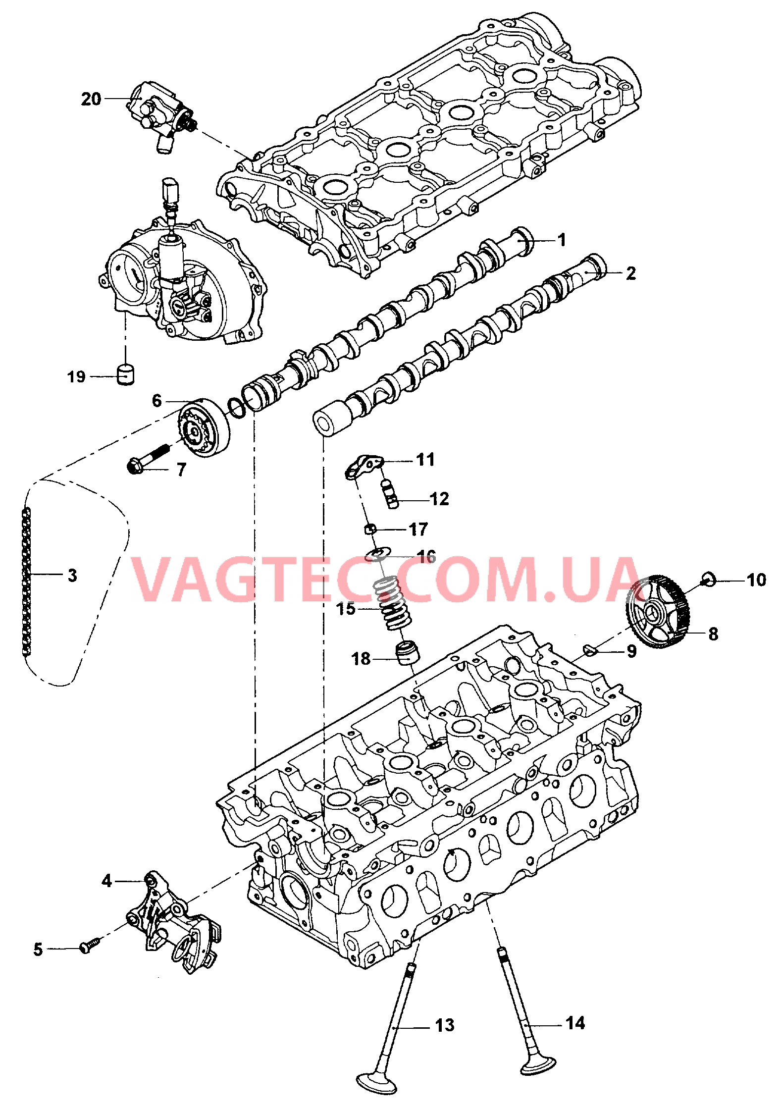 Распределительный вал, клапаны Регулятор фаз газораспределен.  для VOLKSWAGEN Jetta 2007-1