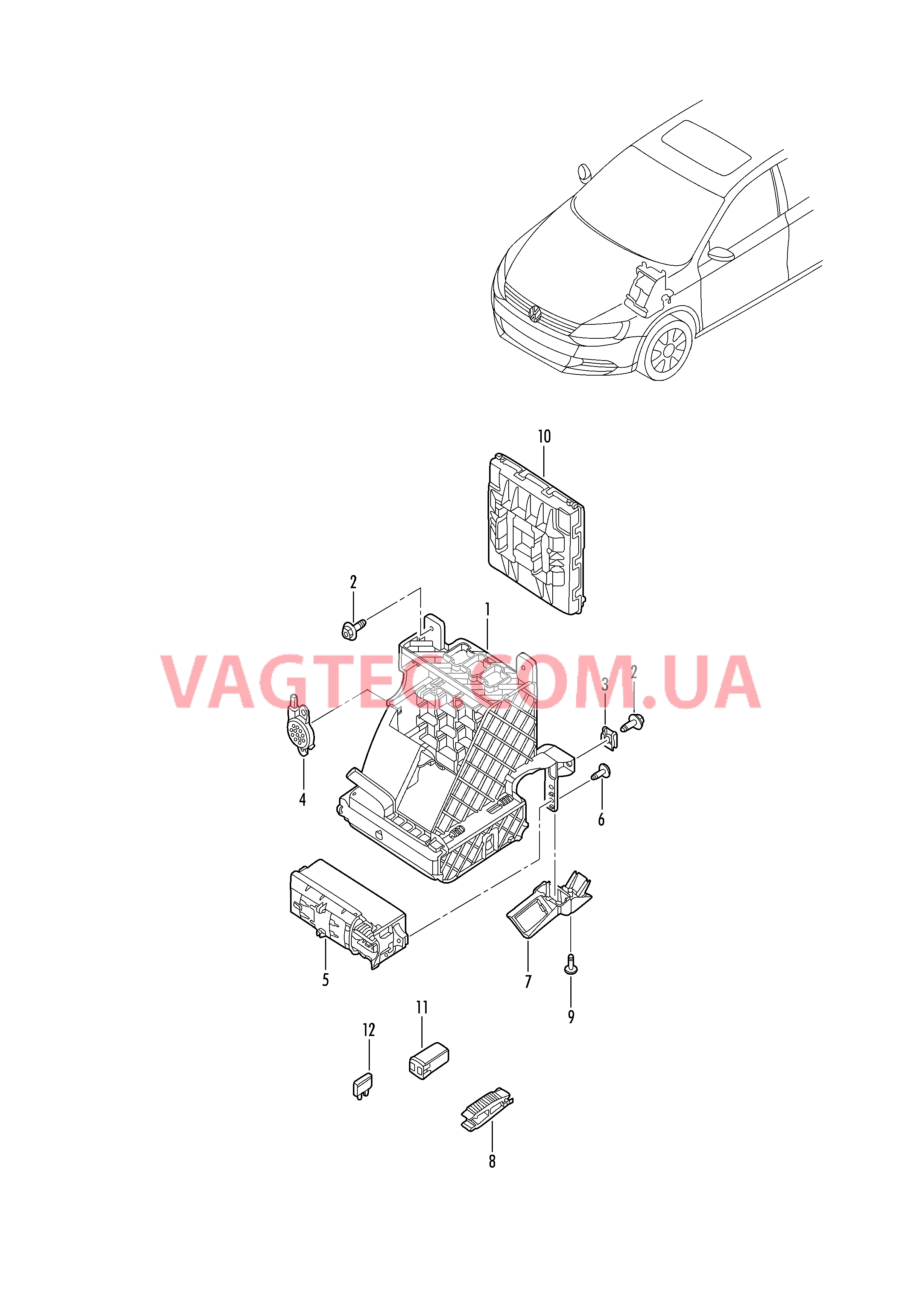 Кронштейн БУ (BCM) систем комфорта и бортовой сети  Конт. колодка плавк. предохр. Ножевой предохранитель Плавкий предохранитель  для VOLKSWAGEN Jetta 2015-2