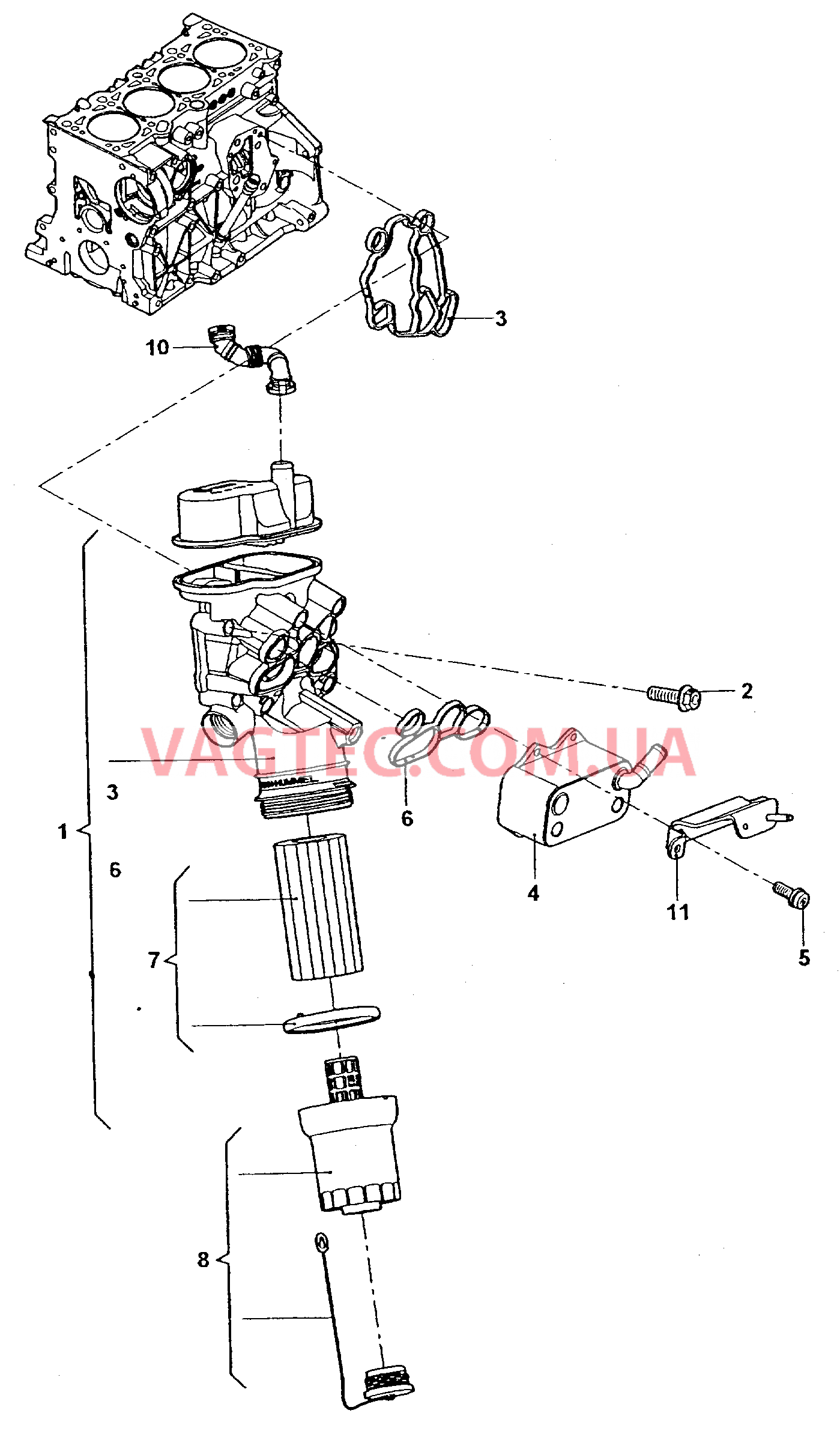  VW JETTA Фильтр, масляный  VW JETTA Кронштейн масляного фильтра  для VOLKSWAGEN Jetta 2006