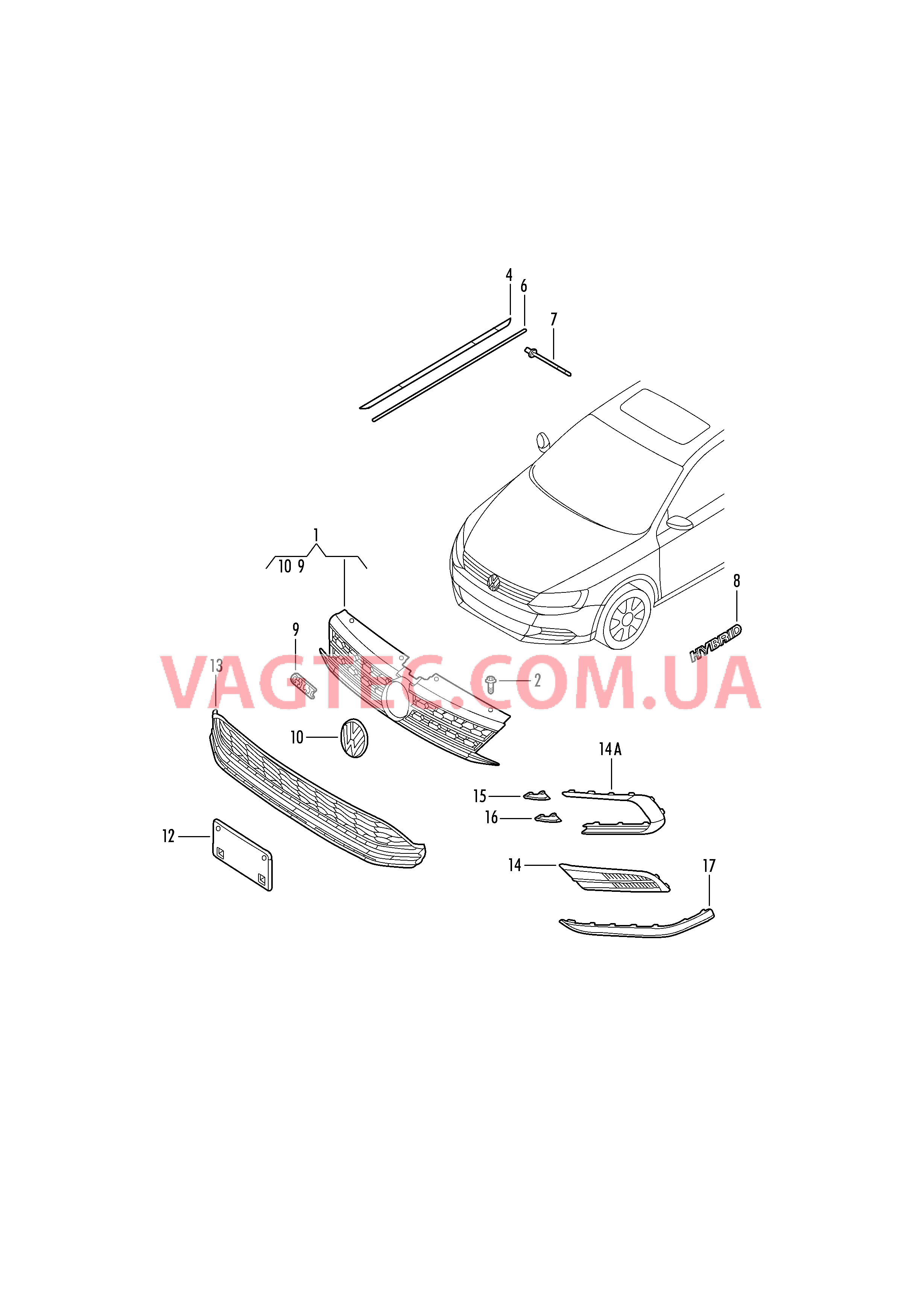 Решётка радиатора Решетка, воздухонаправляющая  для VOLKSWAGEN Jetta 2016a