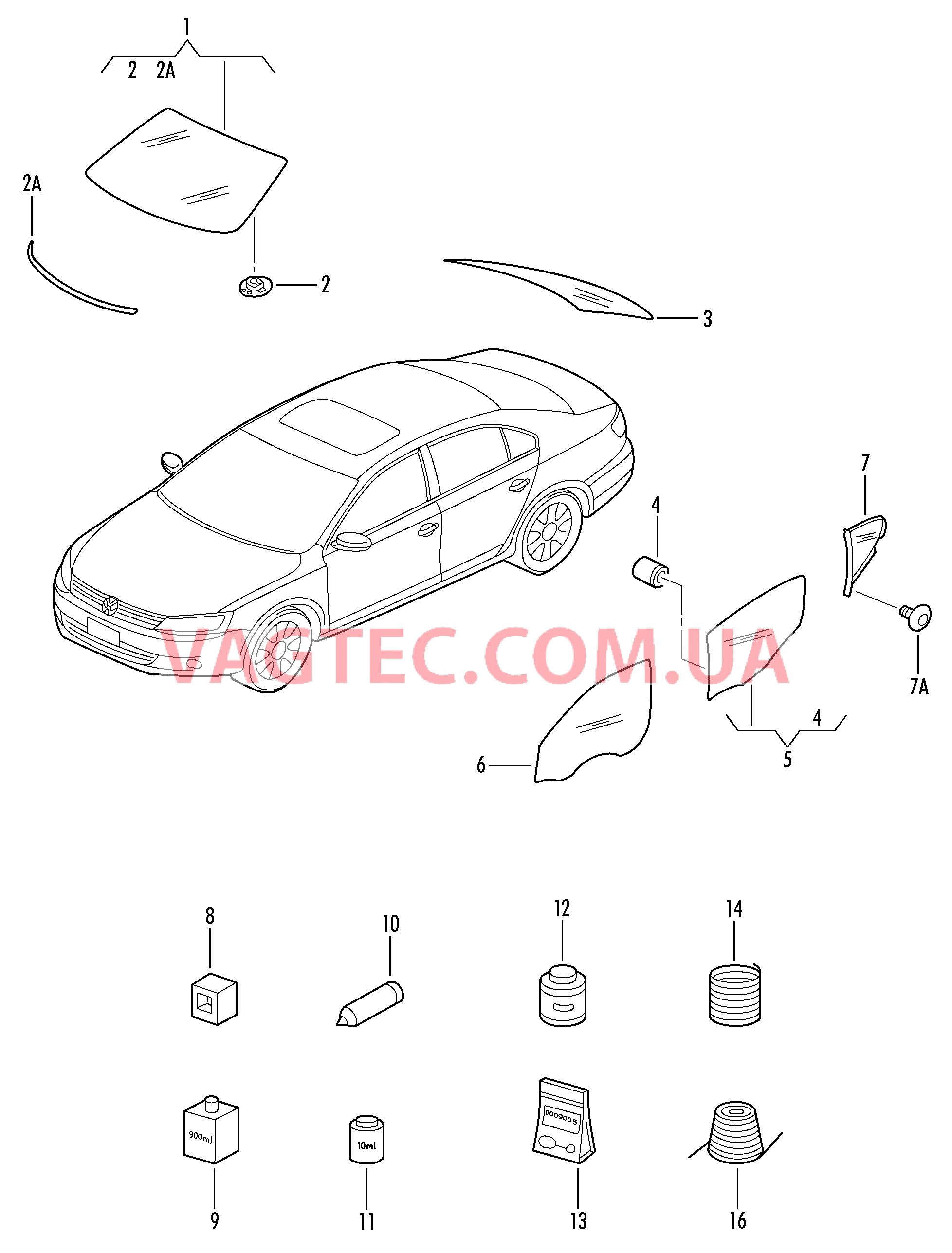Ветровое стекло Заднее стекло Стекло двери Клеящий и уплотняющий материал  для VOLKSWAGEN Jetta 2016a