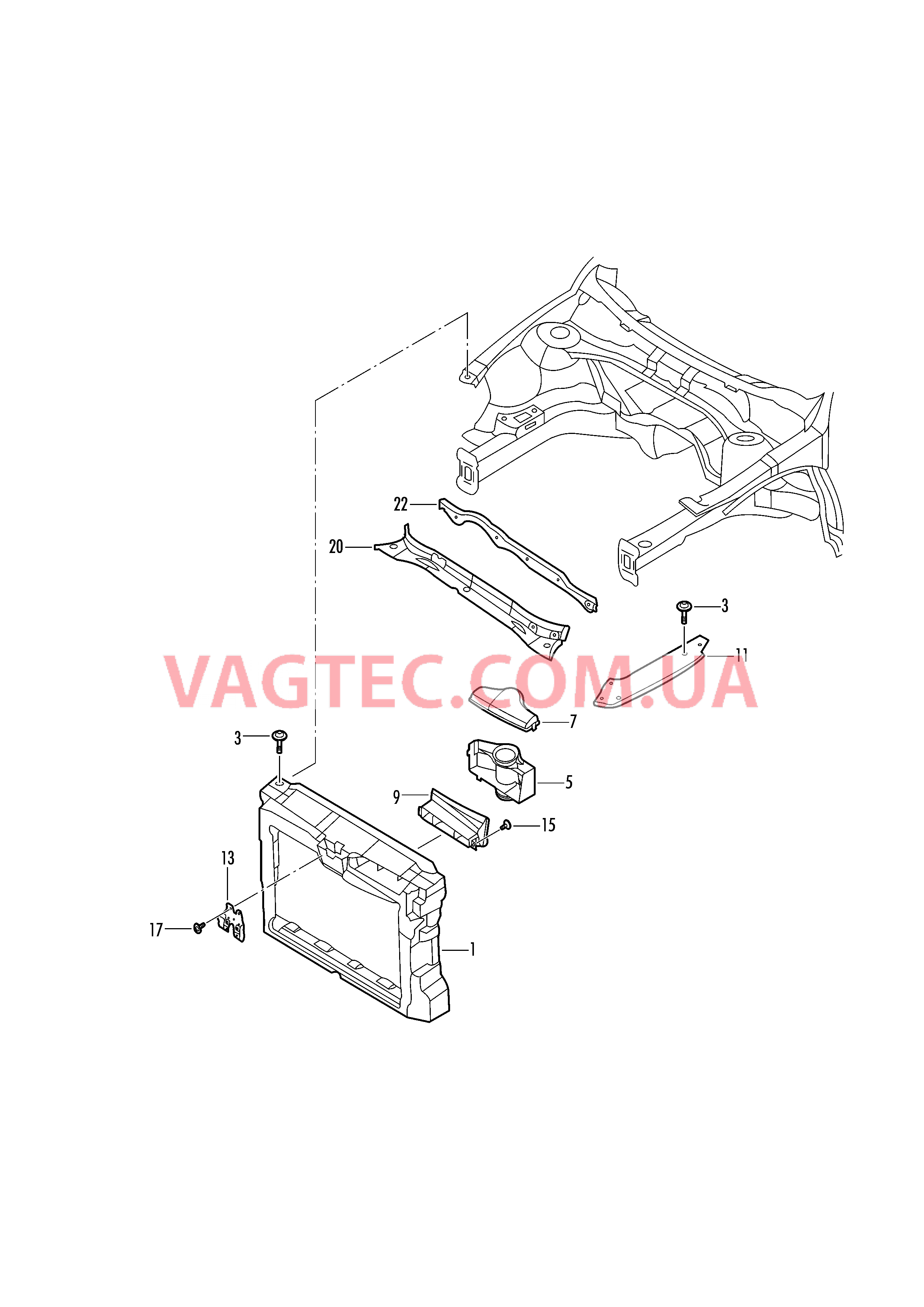 Передняя часть кузова без водоотводящего короба  для VOLKSWAGEN Jetta 2011