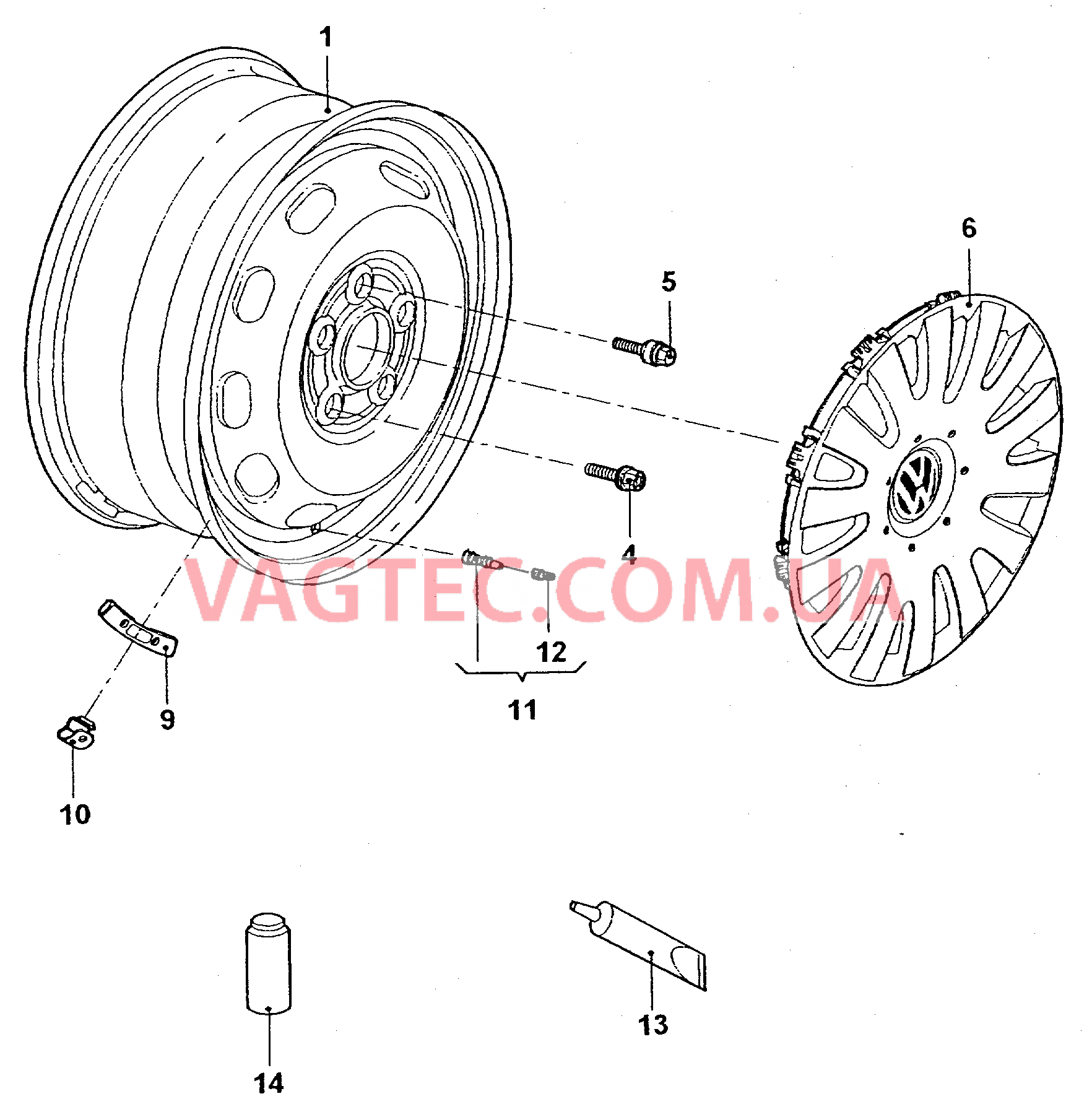 Стальной диск Колпак колеса Балансировочный груз  для VOLKSWAGEN Jetta 2011-1