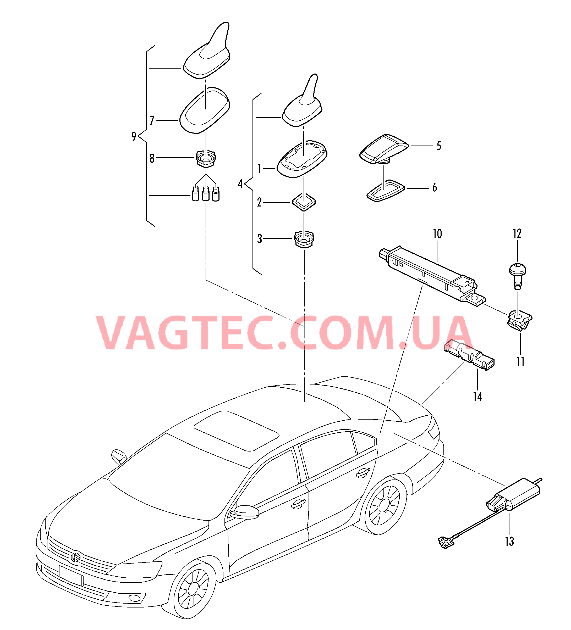 Антенна для крыши Усилитель антенны Частотный фильтр  для VOLKSWAGEN Jetta 2019