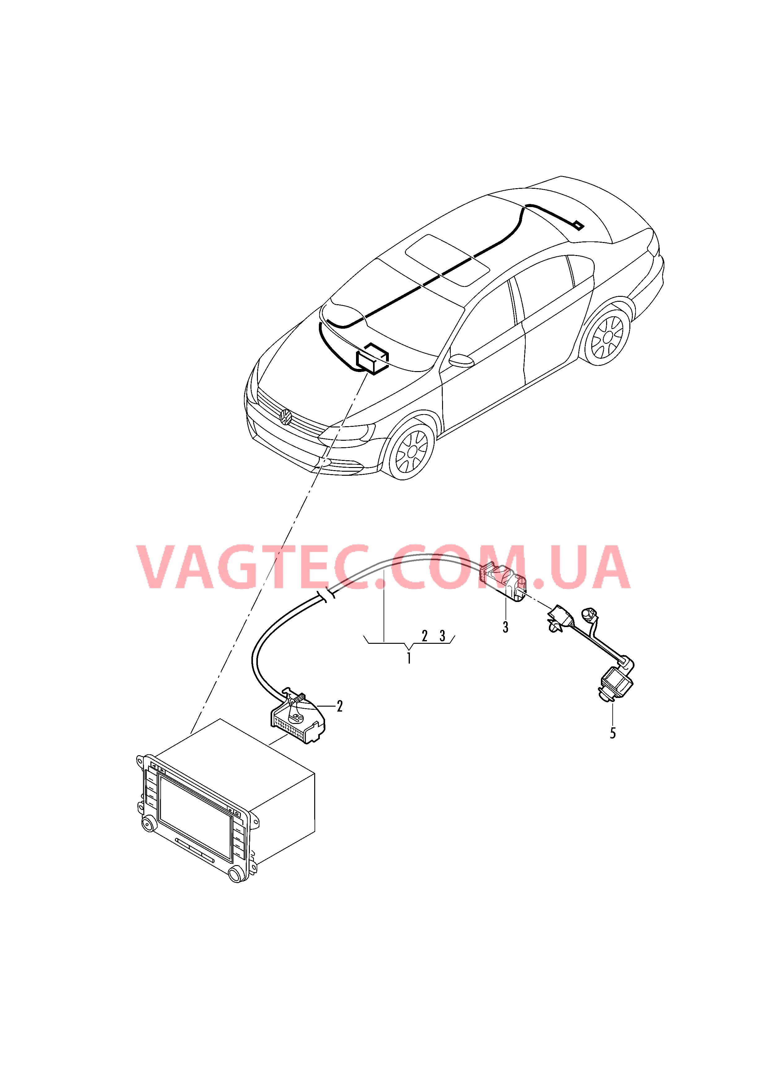 Кабель-адаптер для а/м с камерой заднего вида  для VOLKSWAGEN Jetta 2017-2