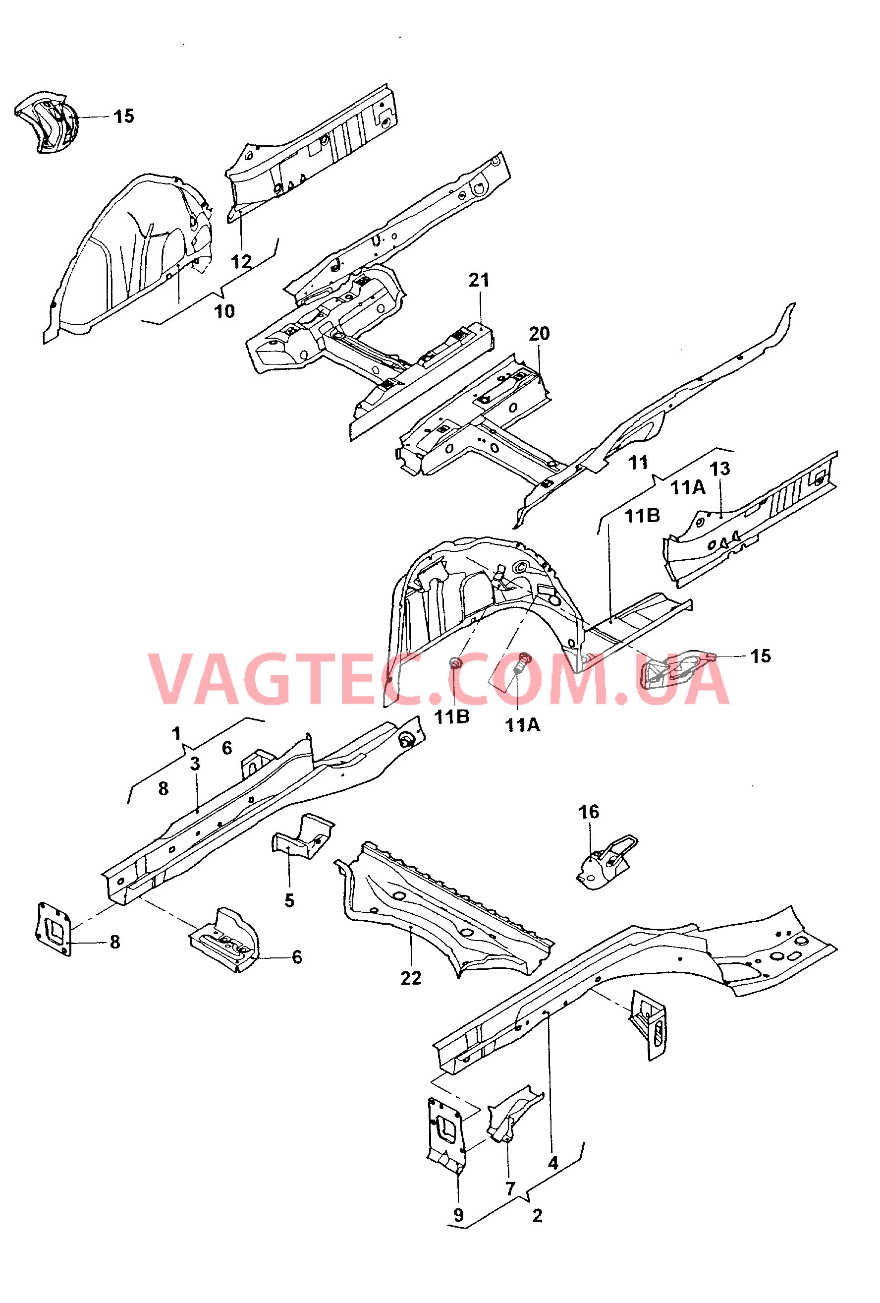 Лонжерон Внутренняя часть арки колеса  для VOLKSWAGEN Jetta 2006-1