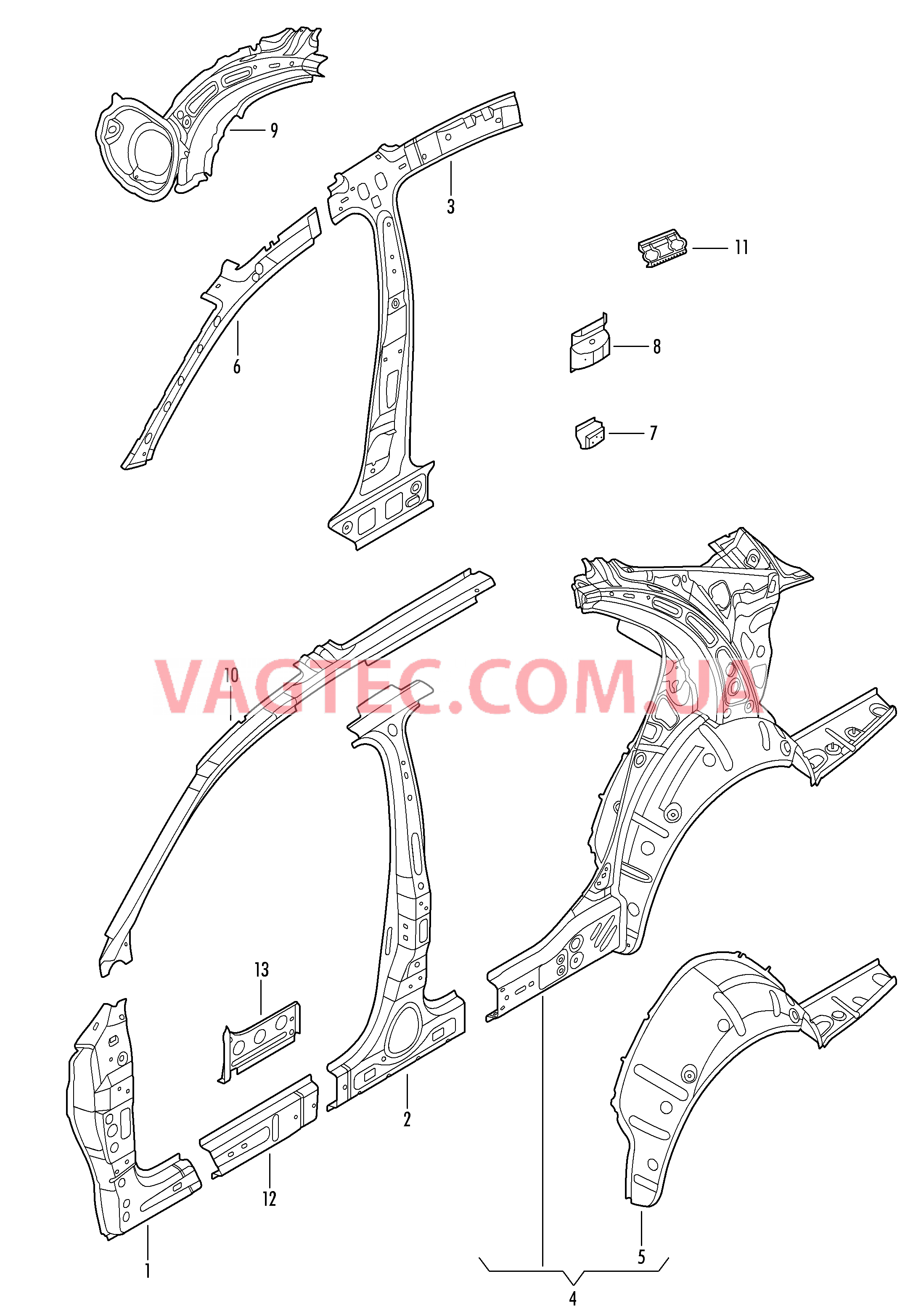 Боковина, внутренняя  для VOLKSWAGEN Jetta 2007