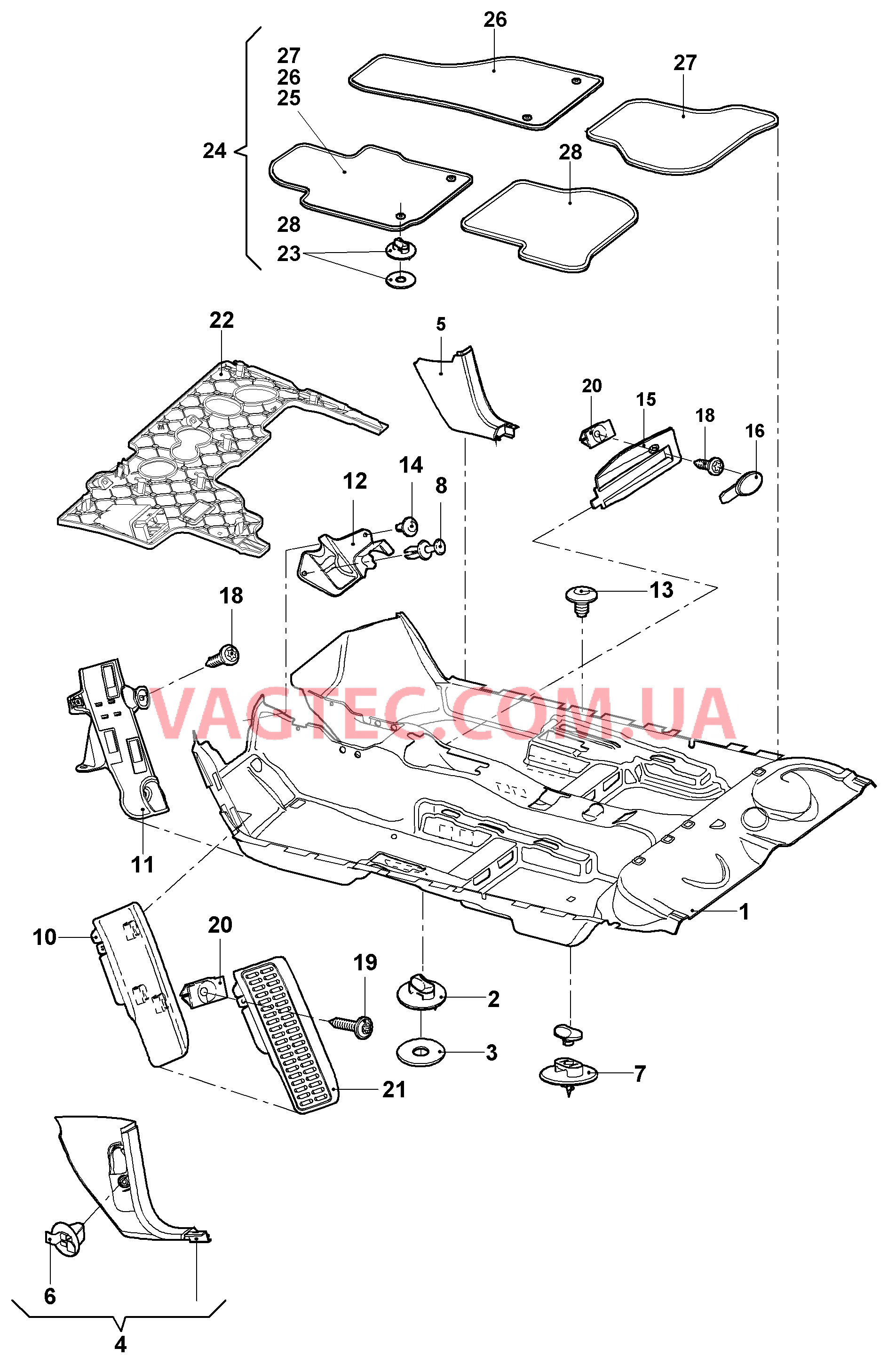 Коврики Облицовка стойки А Упор для ног  для VOLKSWAGEN Jetta 2006-1