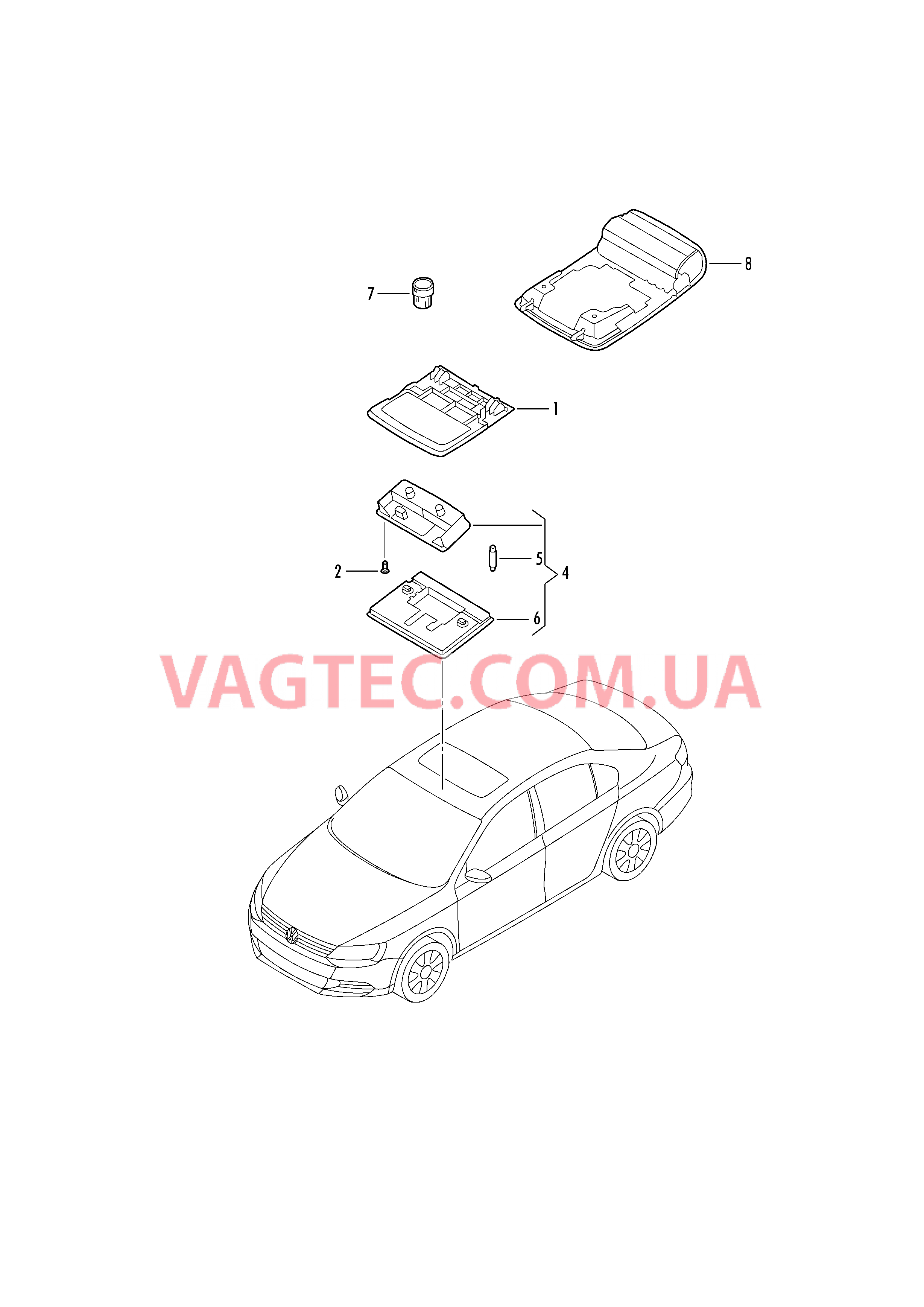 Плафон салона с фонар.д.чтения  D - 27.05.2013>> для VOLKSWAGEN Jetta 2013-1