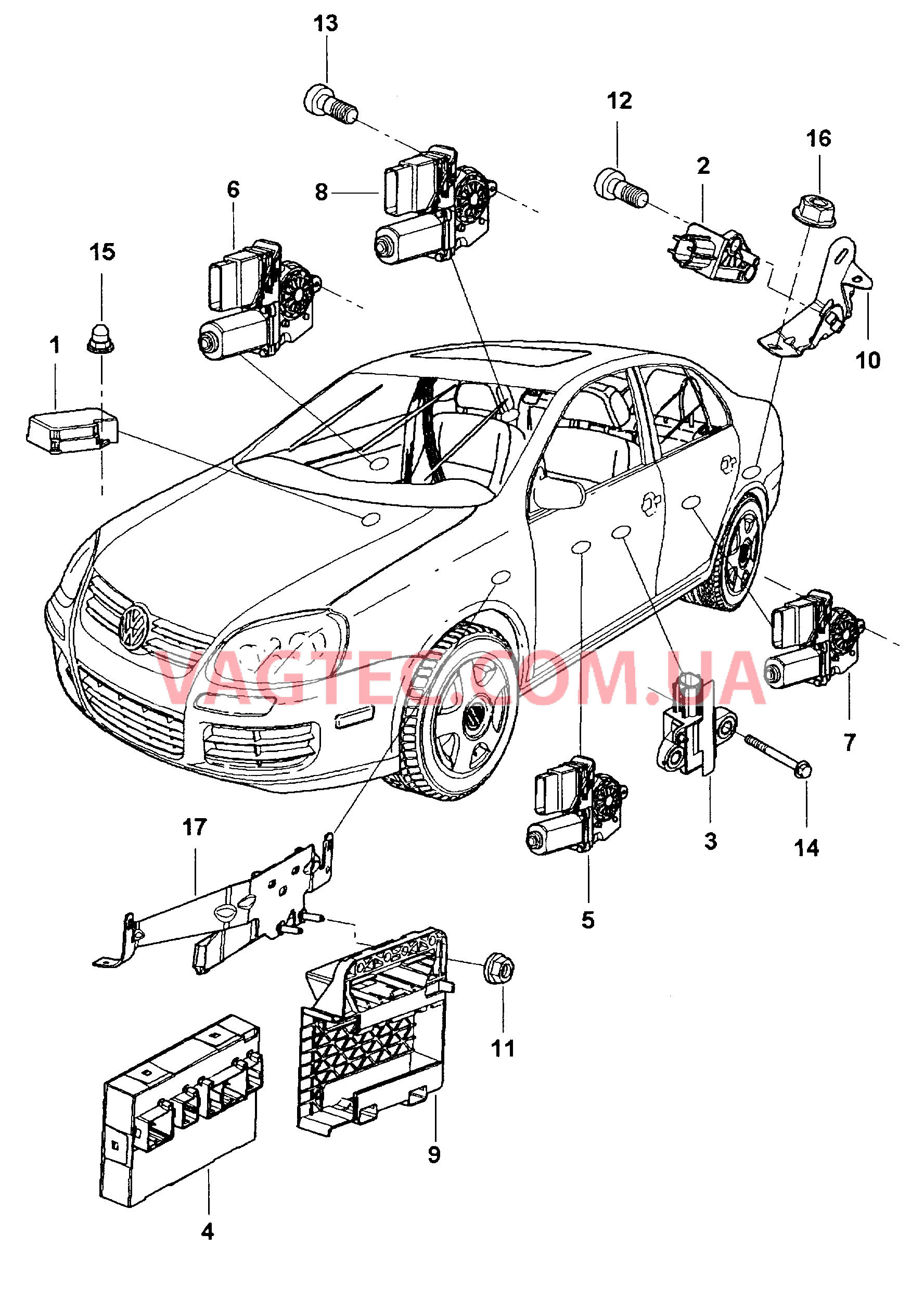  VW JETTA Электродетали для подуш.безоп.  VW JETTA Центральный блок управления систем комфорта   VW JETTA Эл.двигатель стеклоподъёмника  для VOLKSWAGEN Jetta 2006