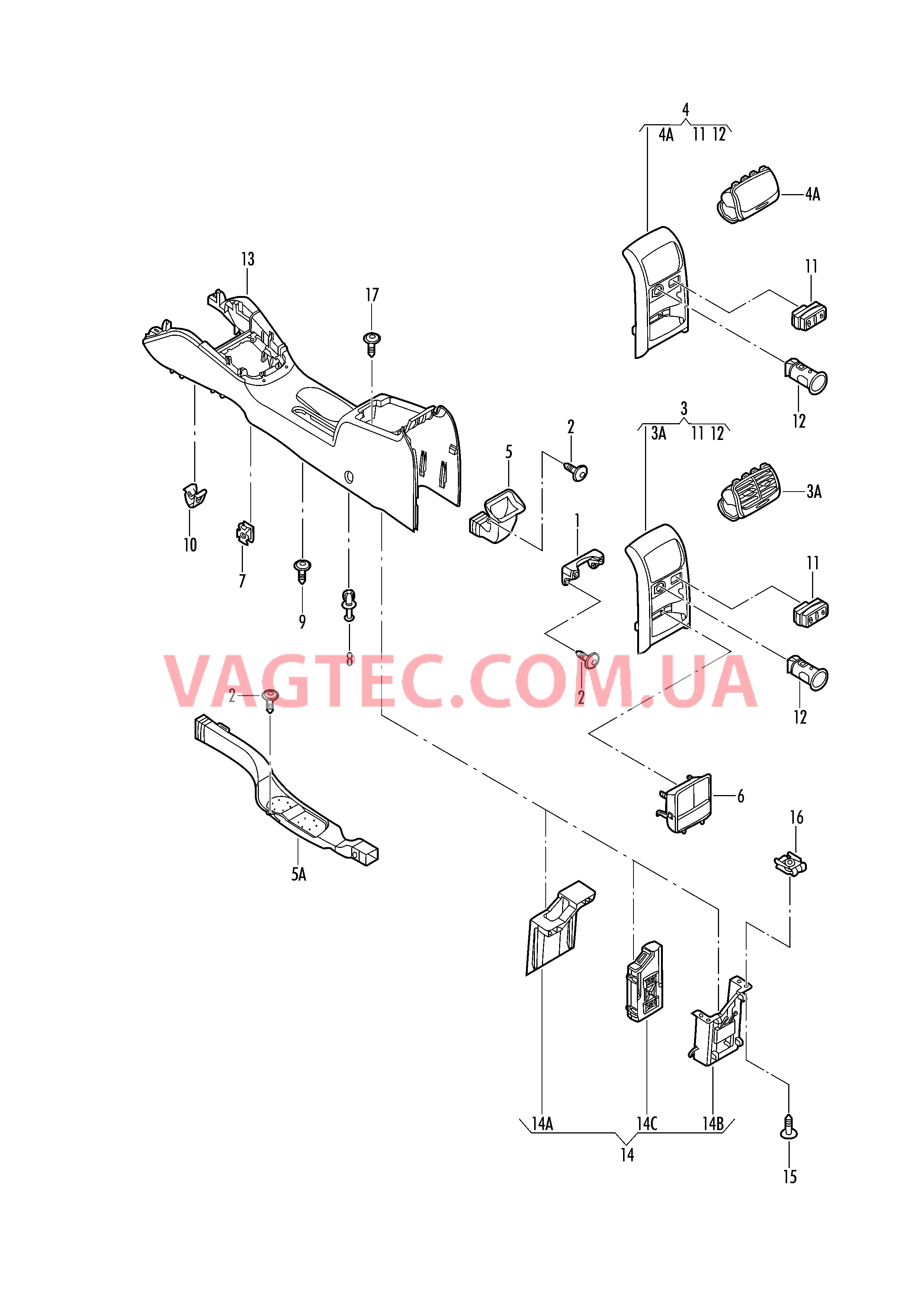 Центральная консоль  для VOLKSWAGEN Jetta 2017-2