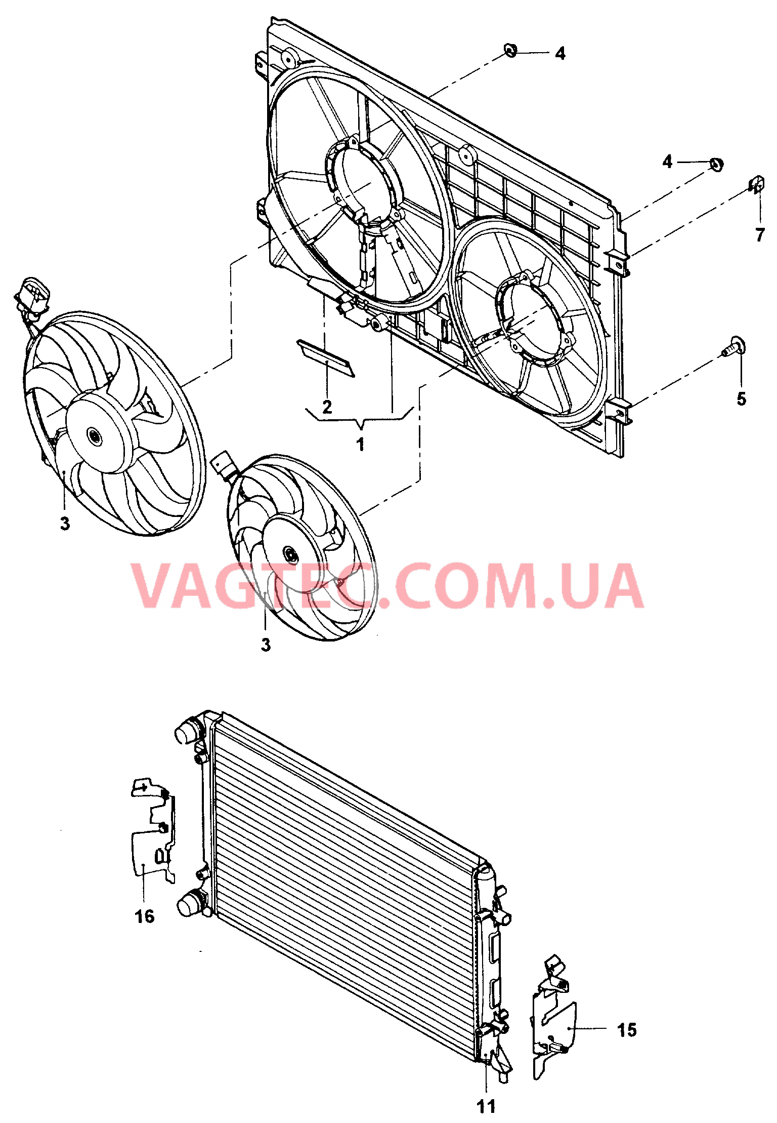 Рамка для двух вентиляторов  для VOLKSWAGEN Jetta 2006-1