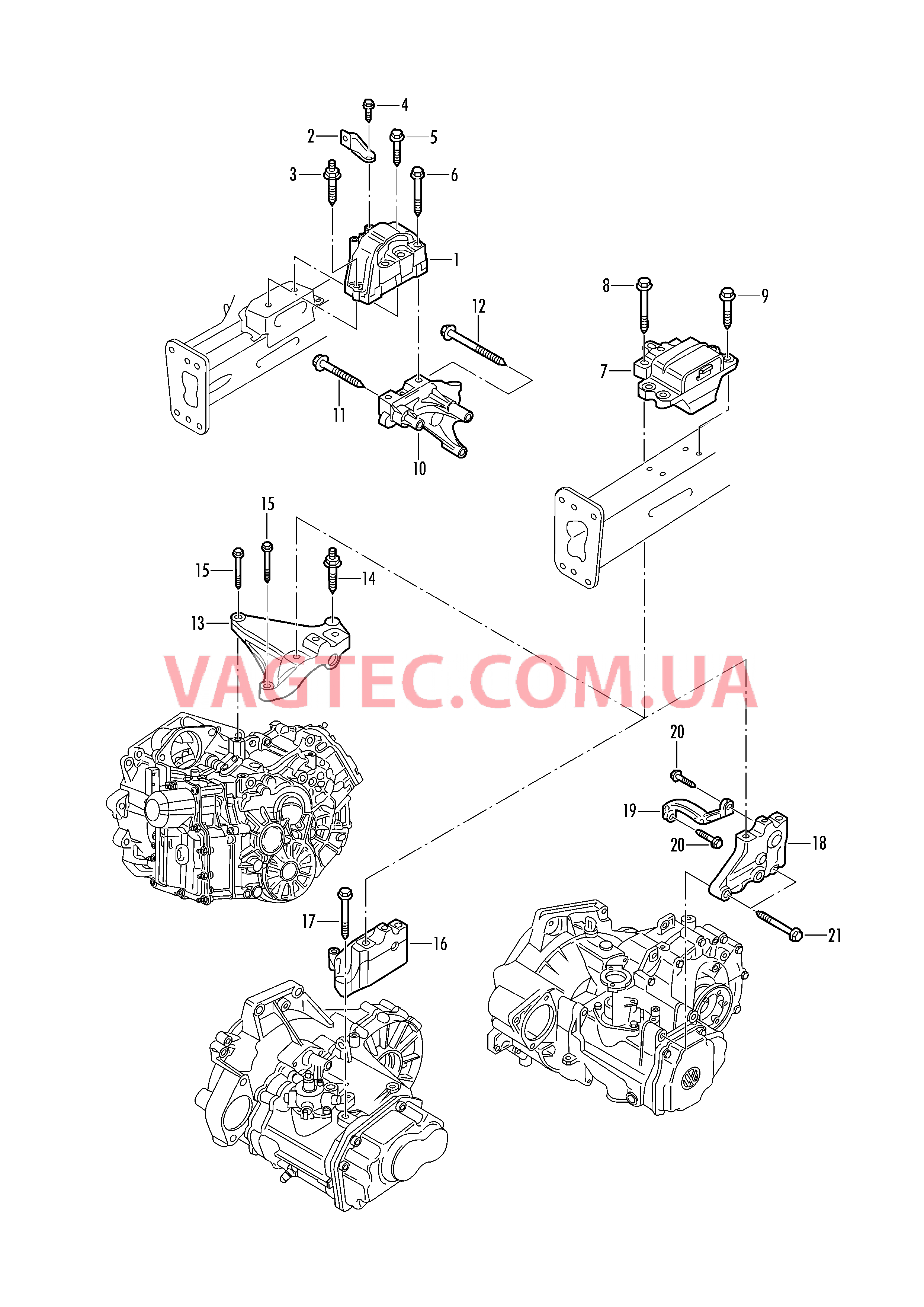 Детали крепления для двигателя и КП  для VOLKSWAGEN Beetle.Cabriolet 2018